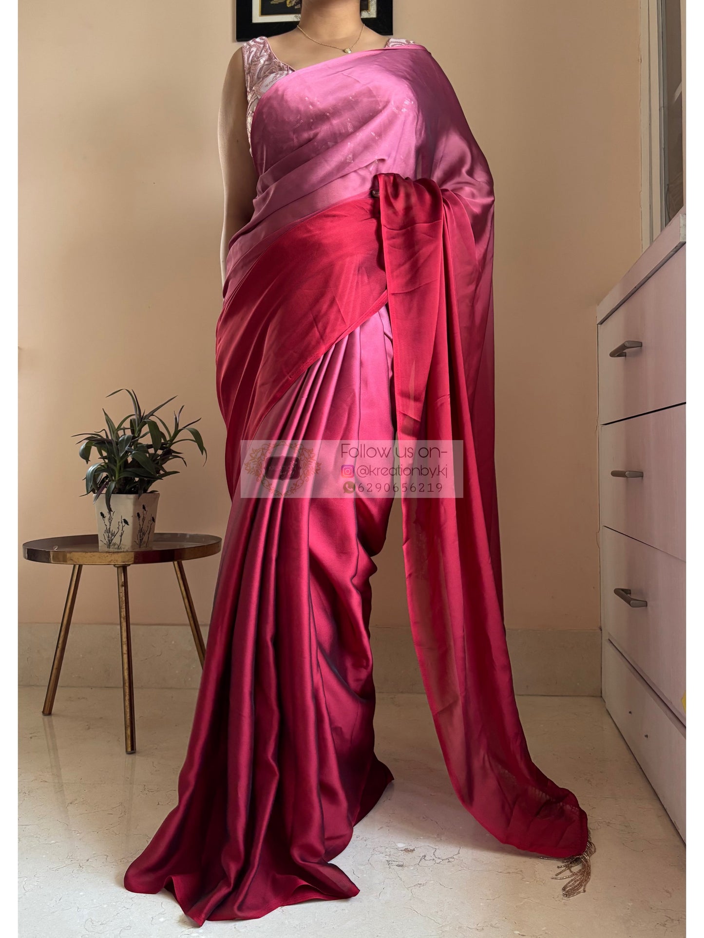 Merlot Ombre Georgette Cocktails Saree