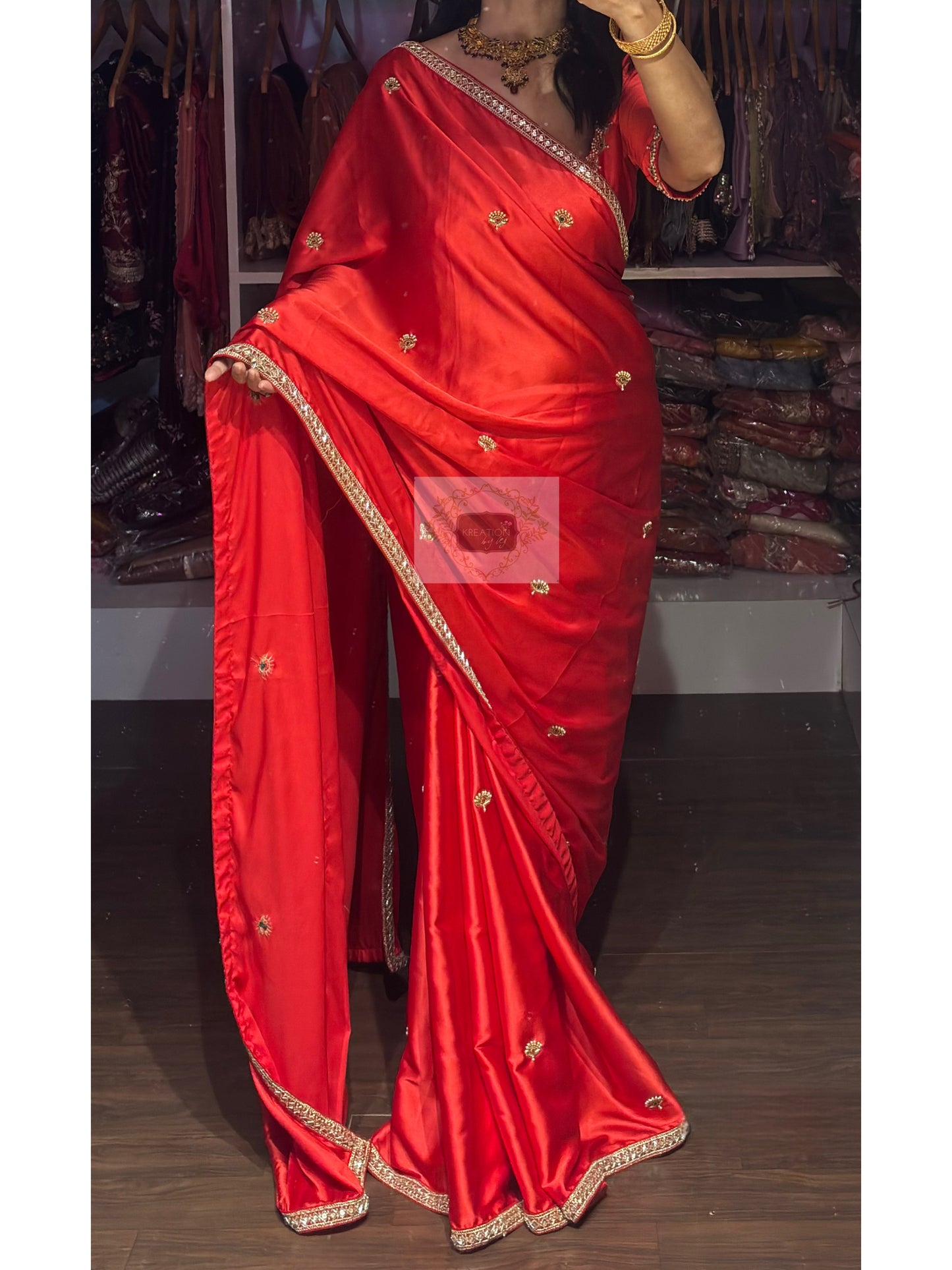 Crimson Red Kurmaie Saree