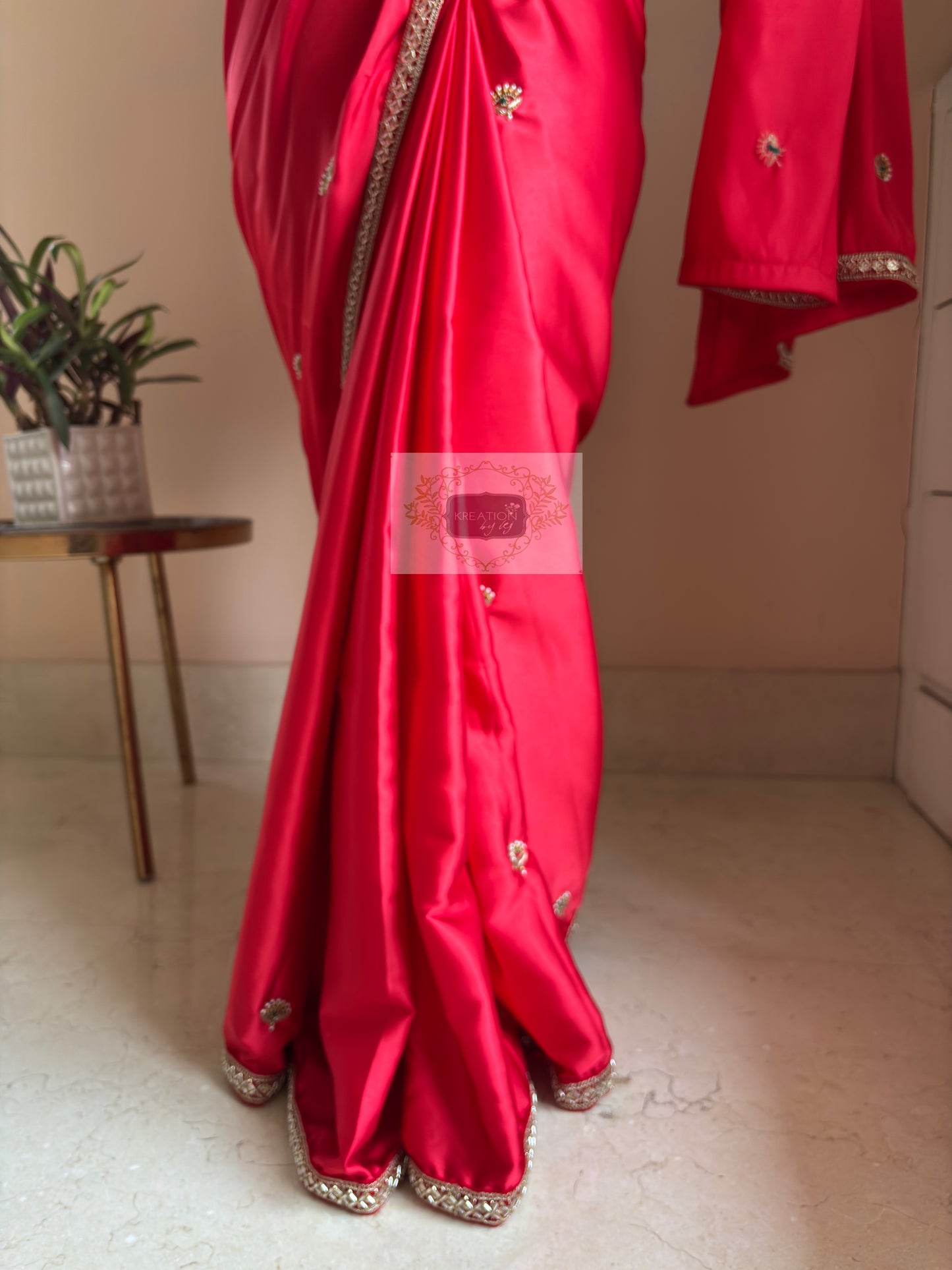 Crimson Red Kurmaie Saree