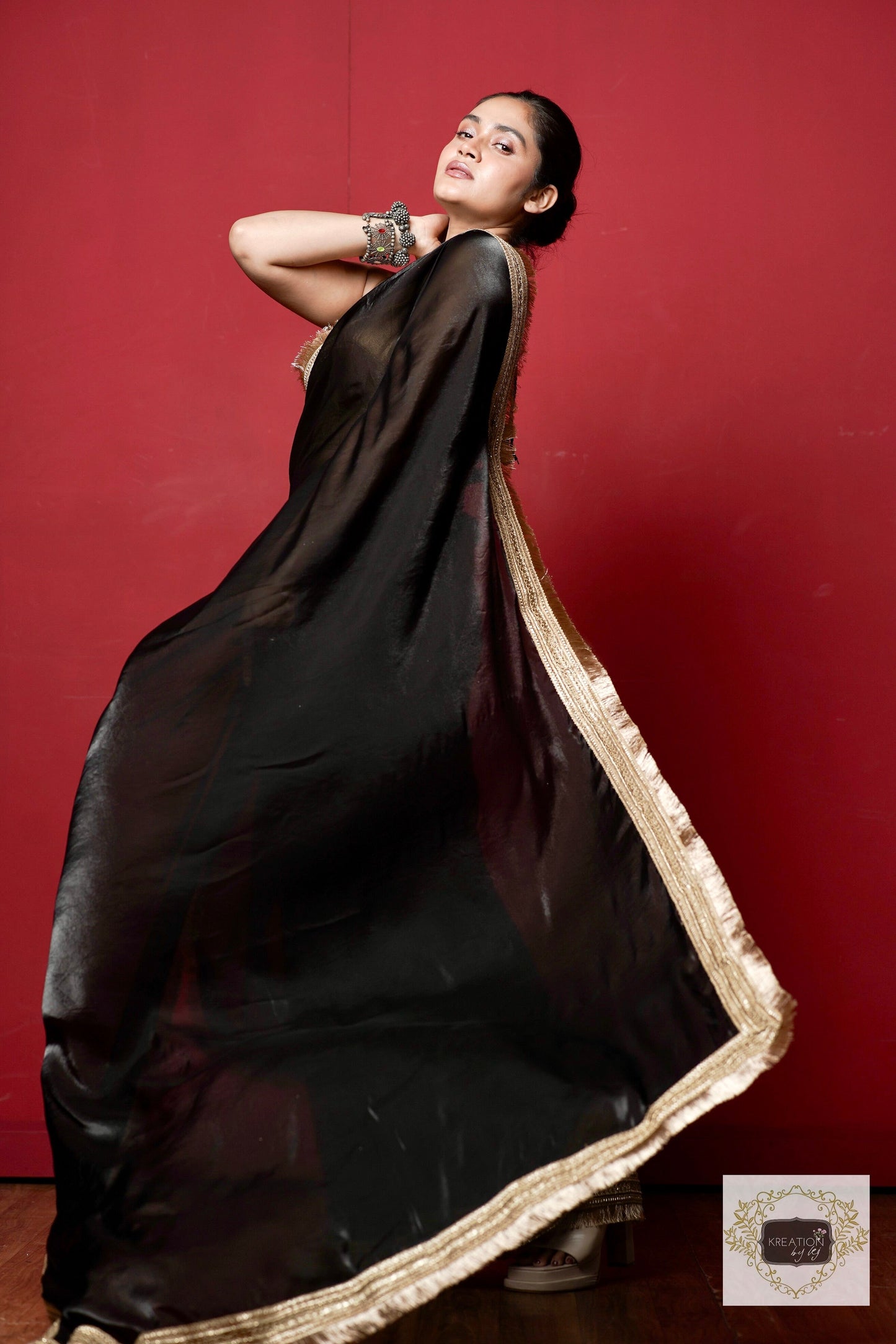 Black Banno Saree kreationbykj