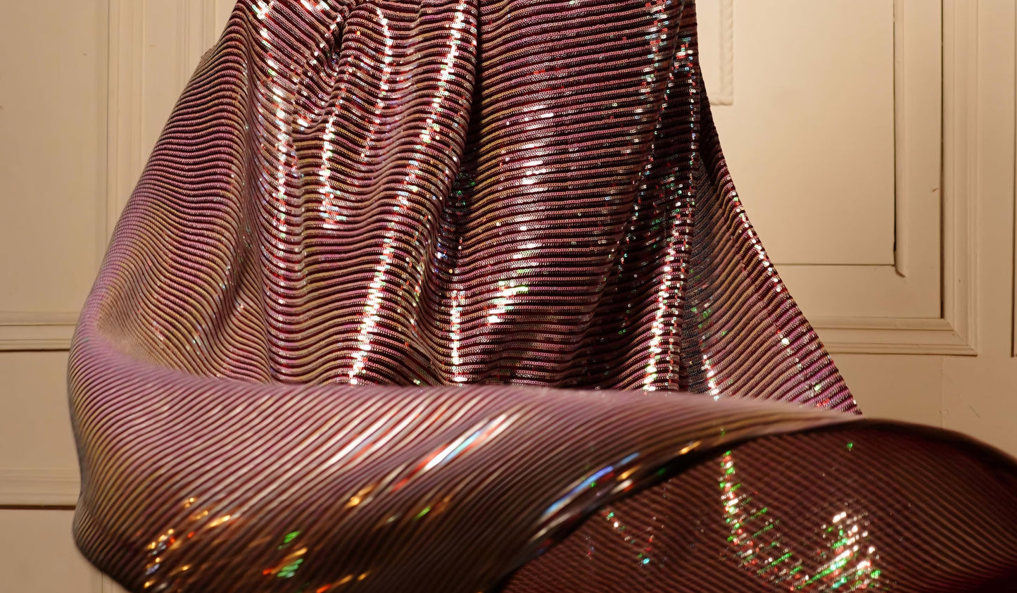 Maroon Multicolour Sequins Fabric kreationbykj