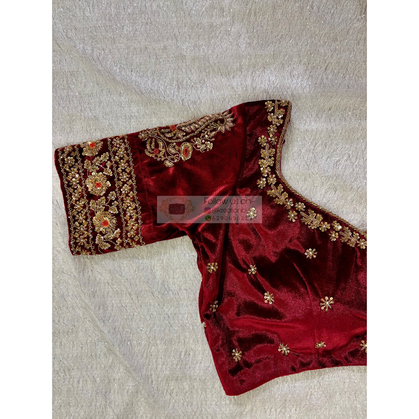 Burgundy Velvet Bridal Blouse kreationbykj