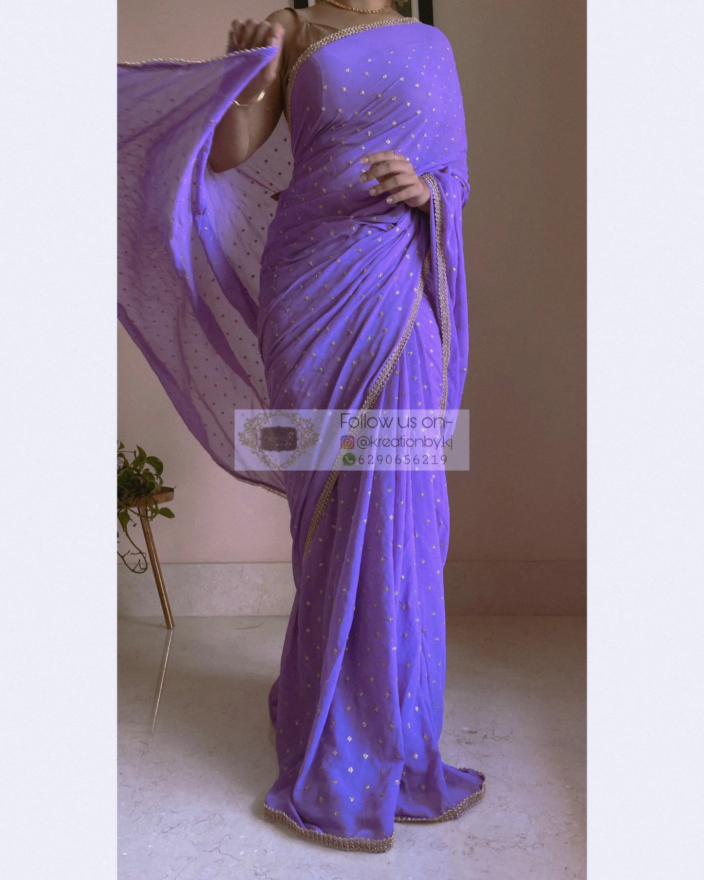Lavender Ragini Georgette Saree kreationbykj