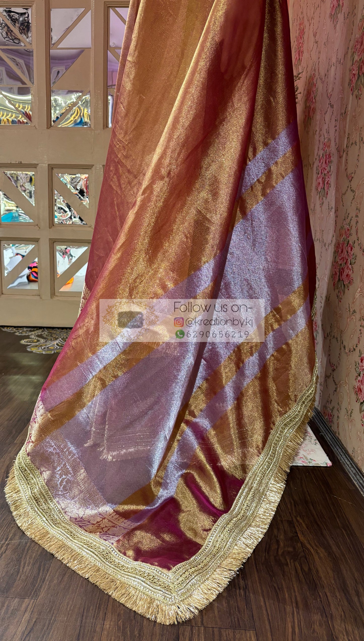 Rose Gold Tissue Banarasi Banno Saree kreationbykj