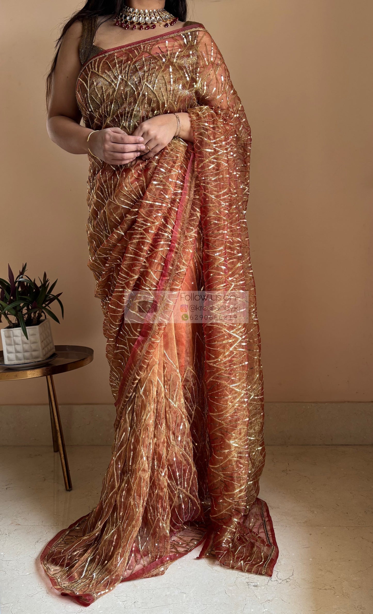 Liquid Gold A Sky full of Stars Saree For Reception kreationbykj