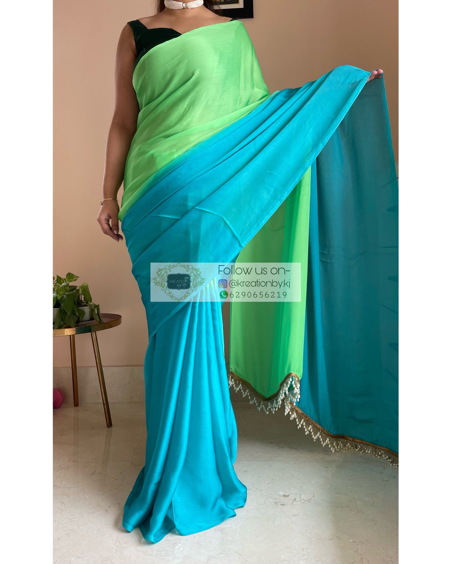 Mojito Ombré Chinnon Saree kreationbykj