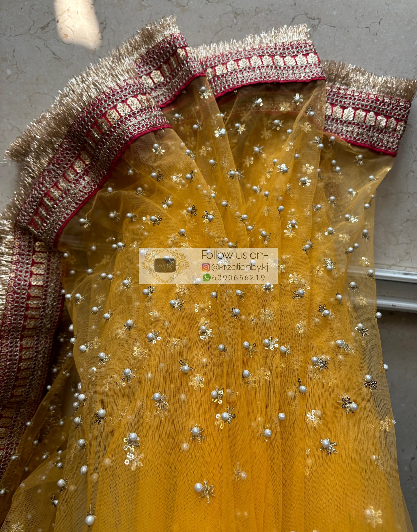 Yellow Jugnoo Banno Saree kreationbykj