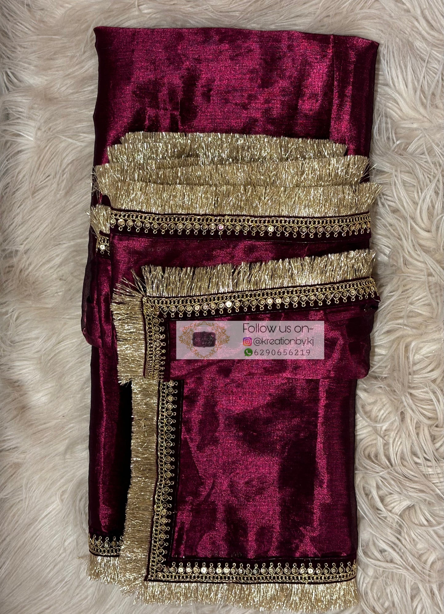 Wine Tissue Banno Saree kreationbykj