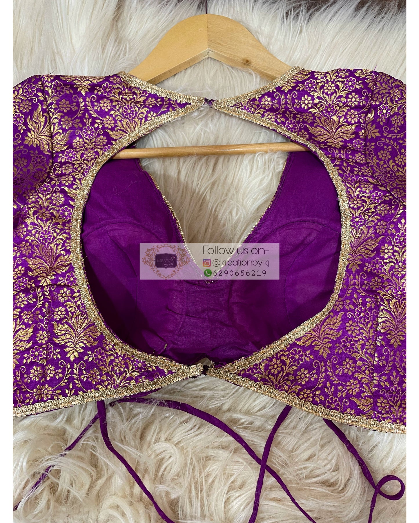 Purple Brocade Choli Blouse