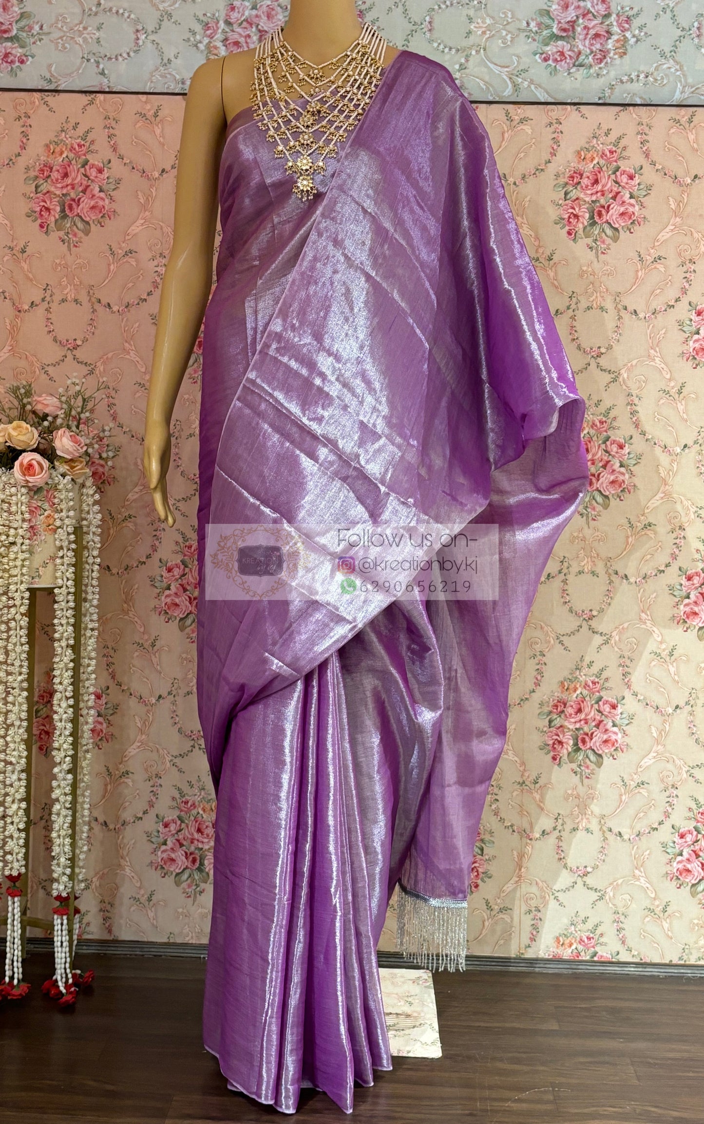 Lavender Cotton Tissue Saree kreationbykj