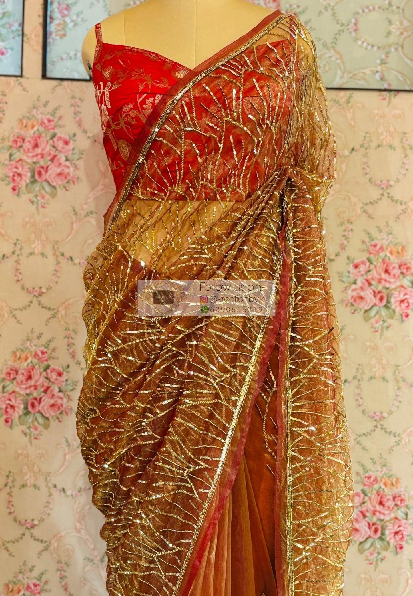 Liquid Gold A Sky full of Stars Saree For Reception kreationbykj