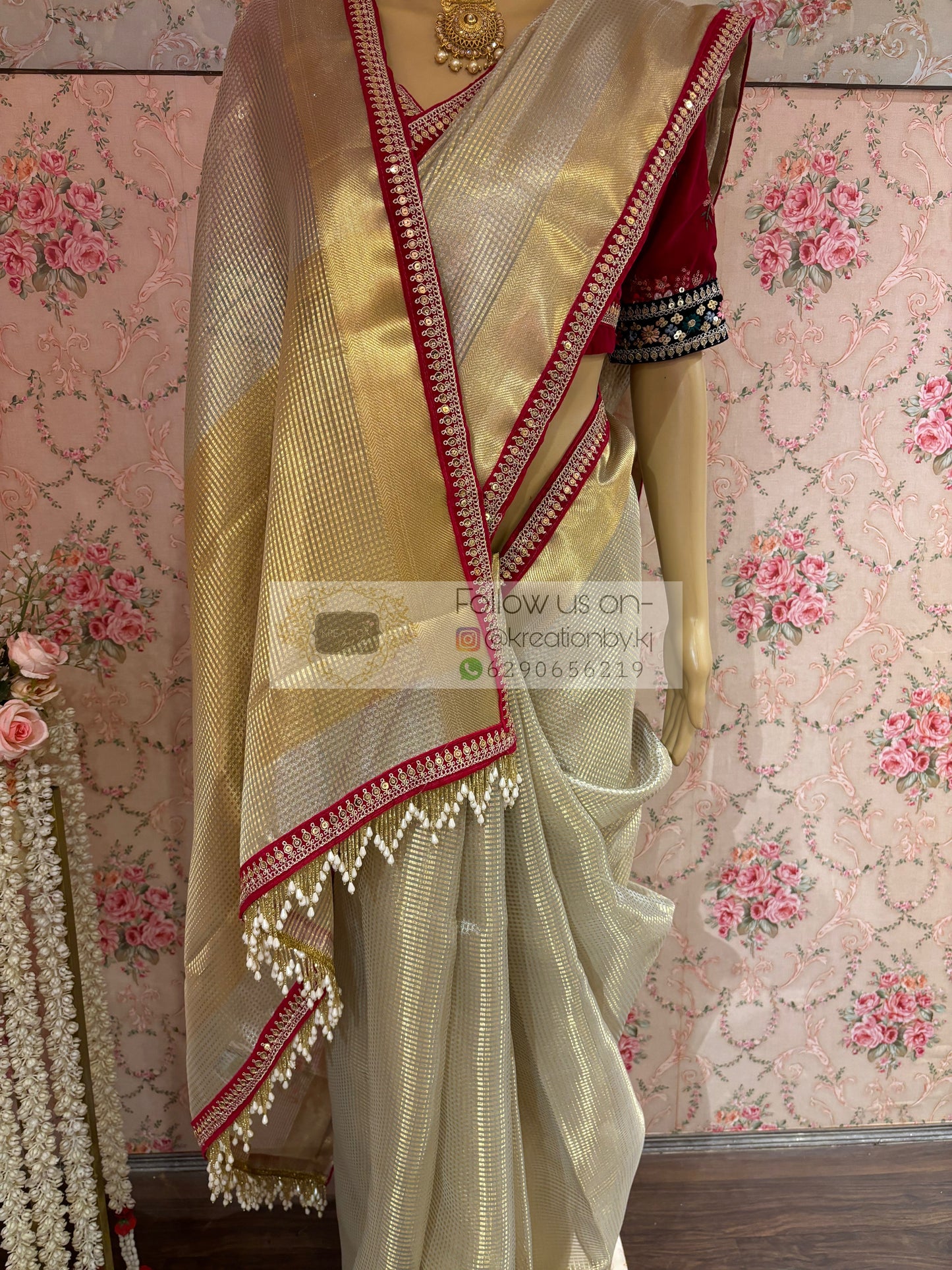 Shubho Designer Tissue Banarsi Saree For Durga Puja kreationbykj