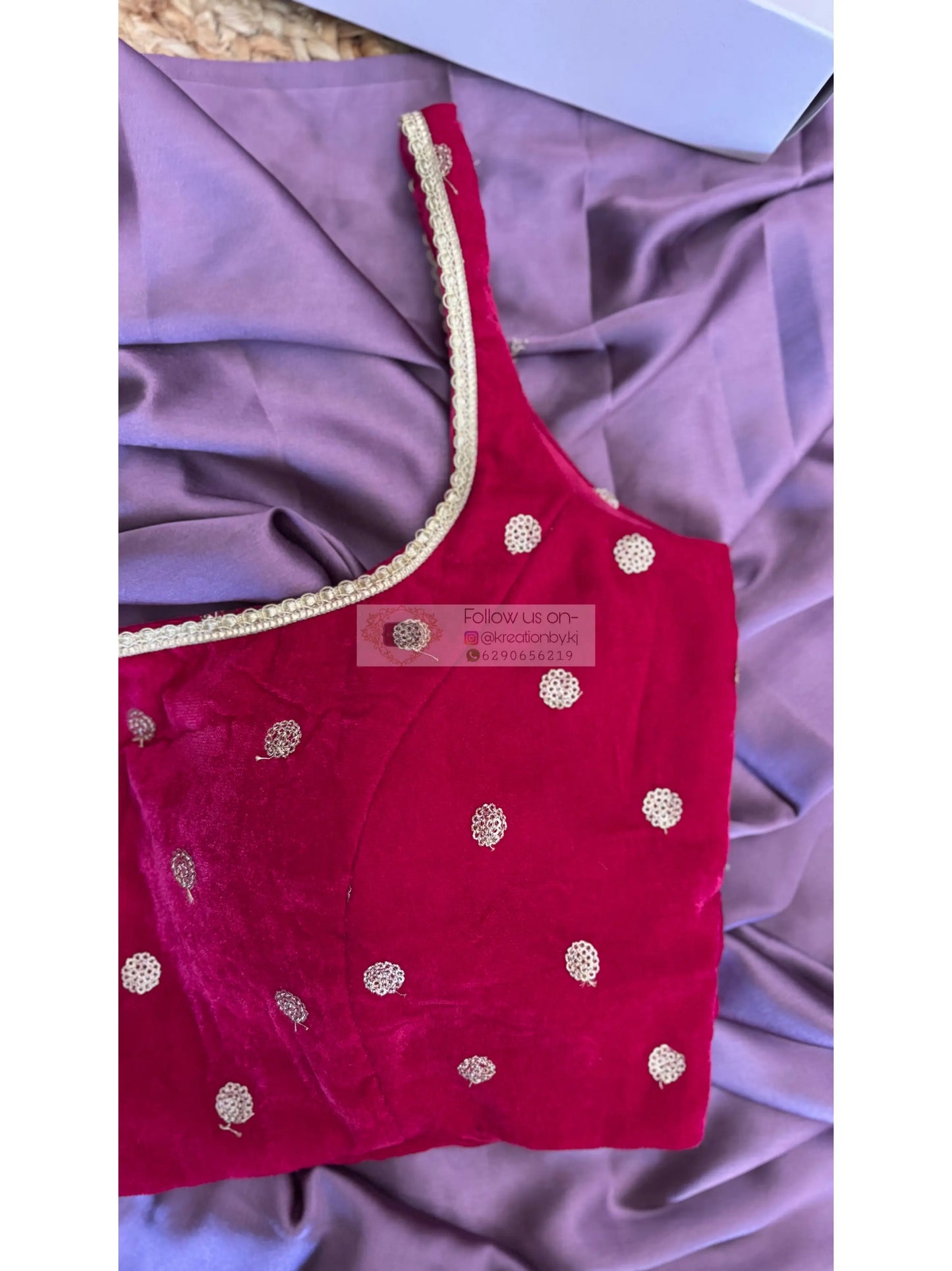Dark Pink Velvet Cocktail Blouse Kreation by KJ