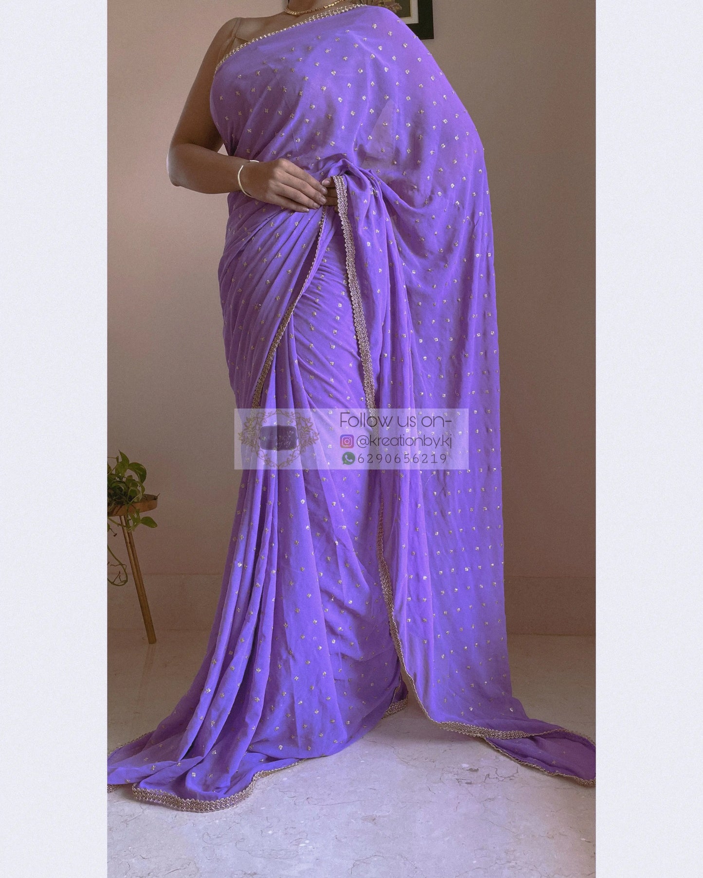 Lavender Ragini Georgette Saree kreationbykj