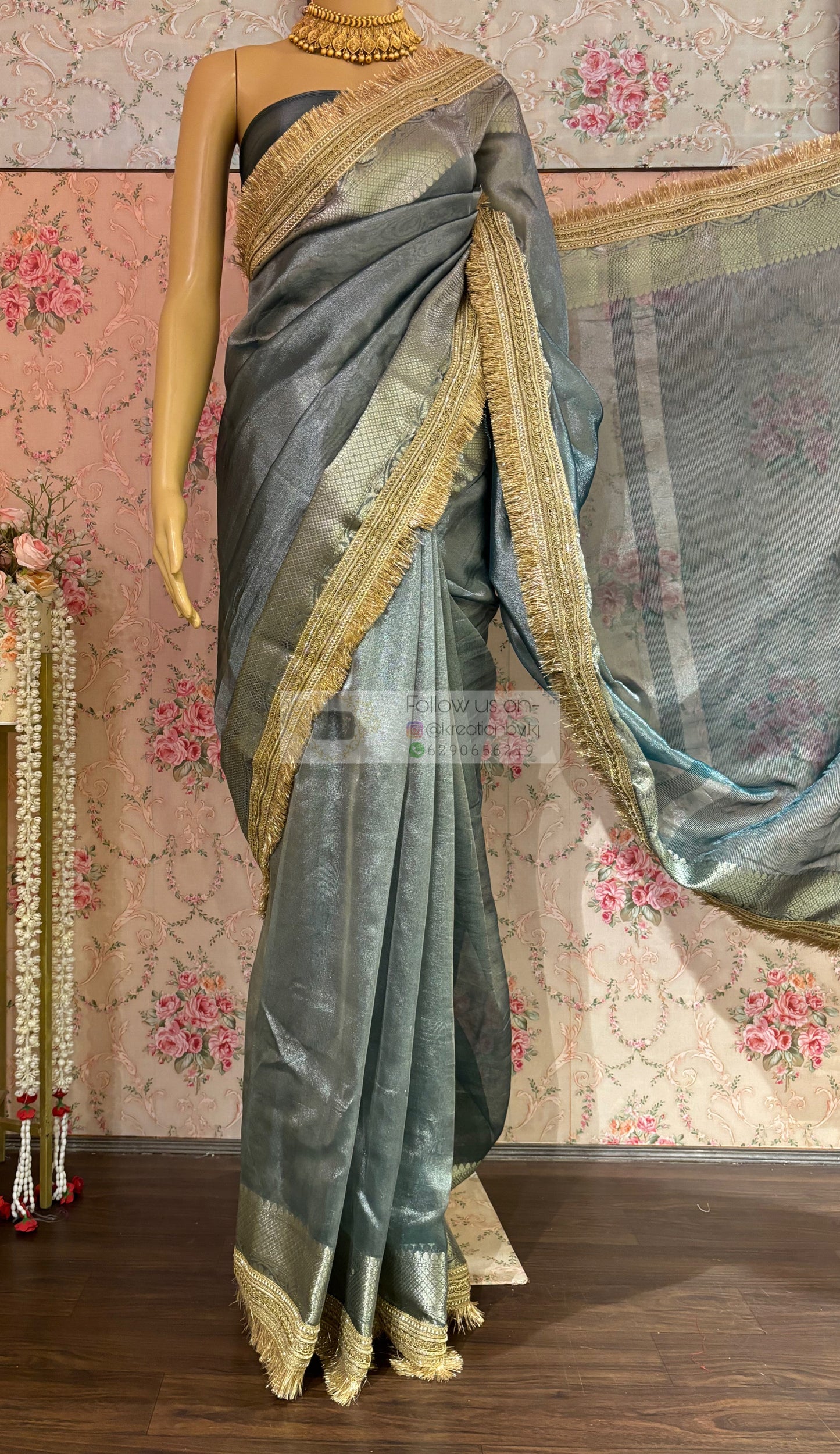 Sage Green Banarasi Banno Saree kreationbykj