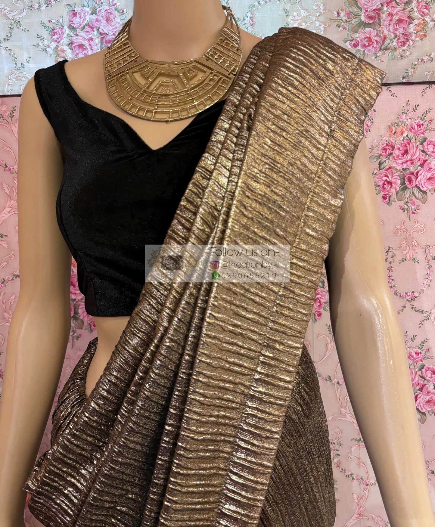 Black and Gold Cocktail Saree kreationbykj