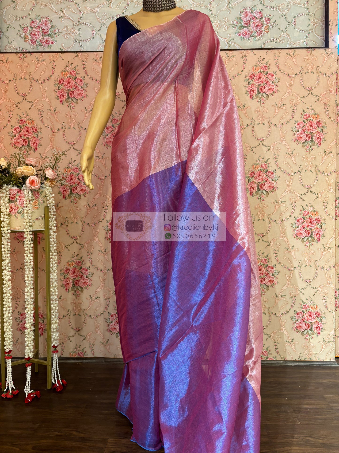 Pink Orchid Two in One Tissue Saree kreationbykj