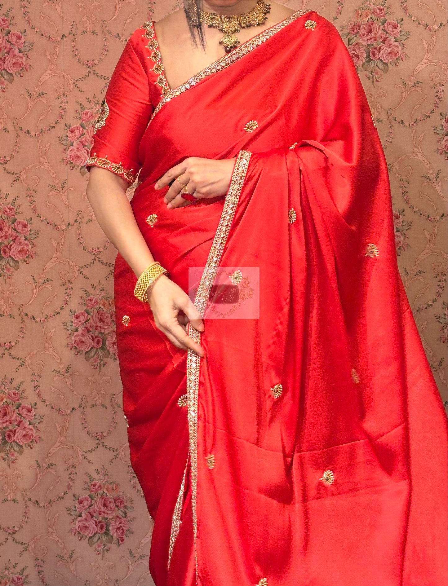 Crimson Red Kurmaie Saree
