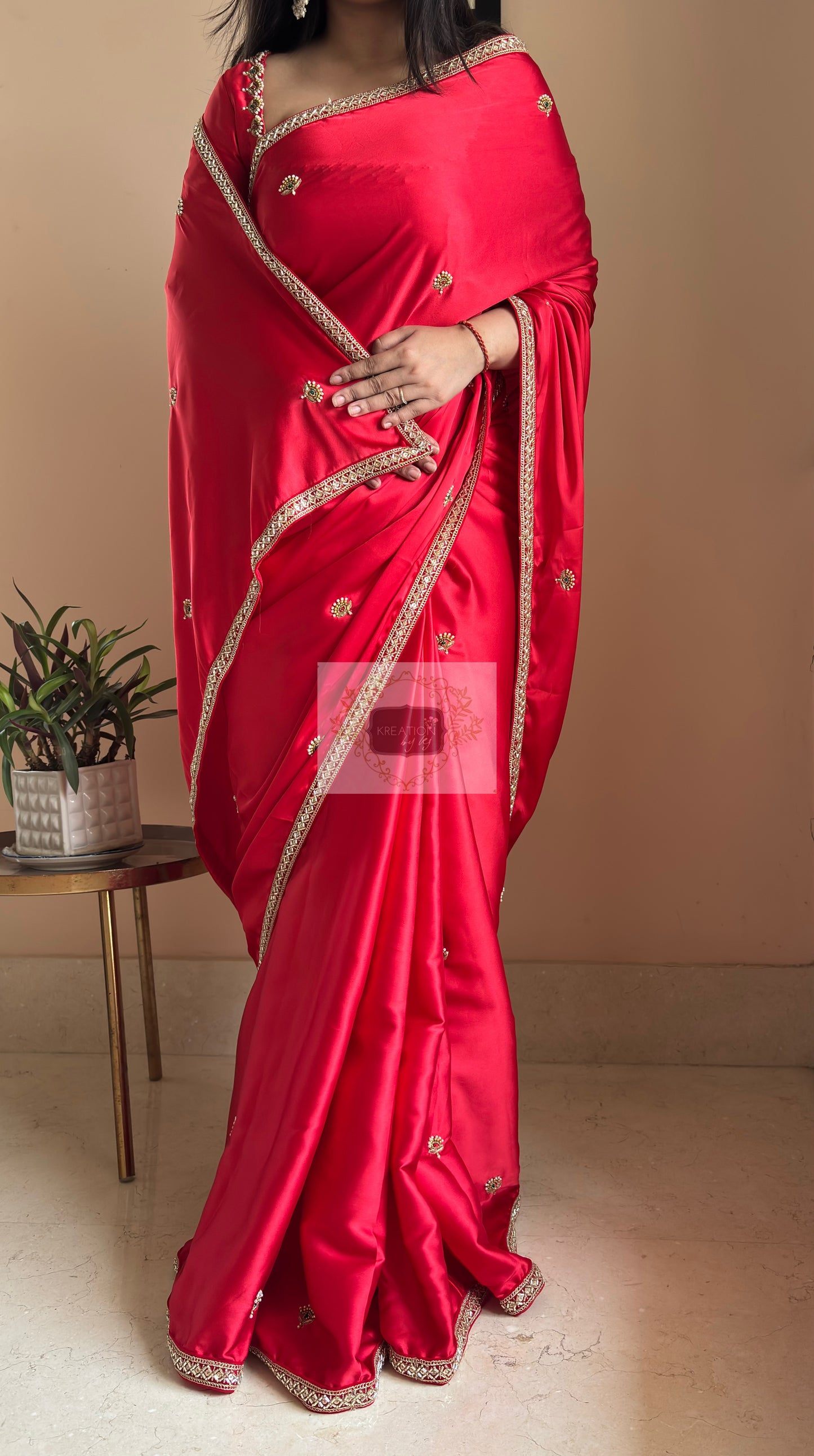 Crimson Red Kurmaie Saree