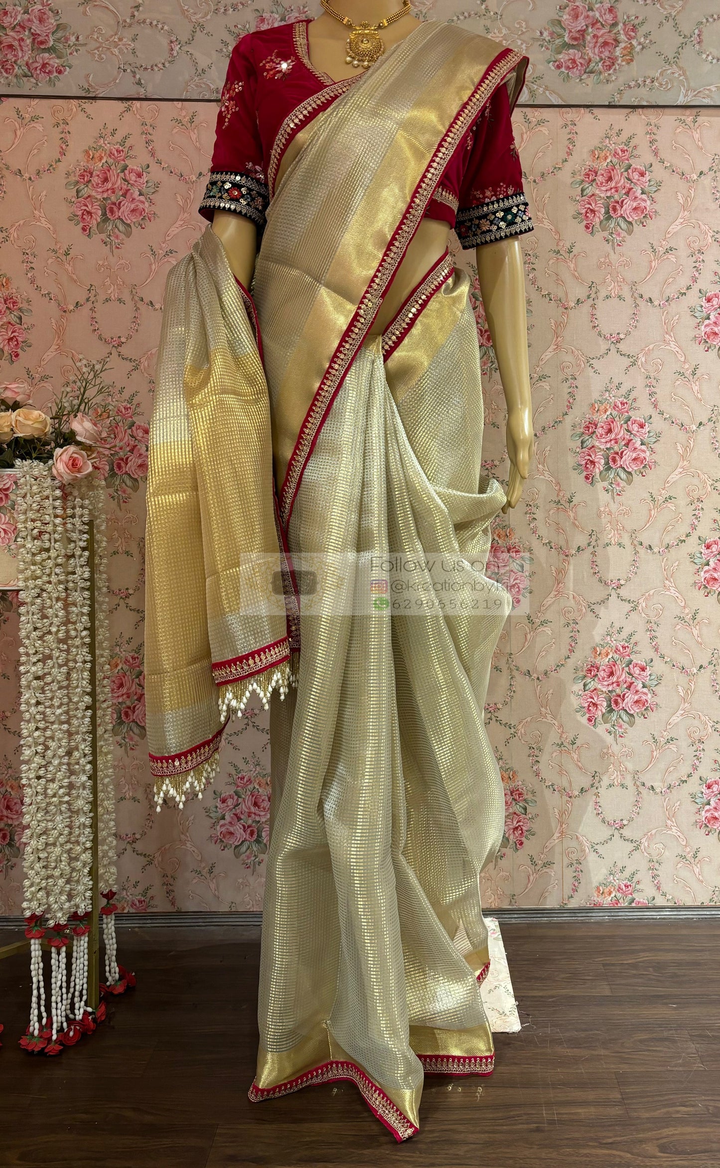 Shubho Designer Tissue Banarsi Saree For Durga Puja kreationbykj