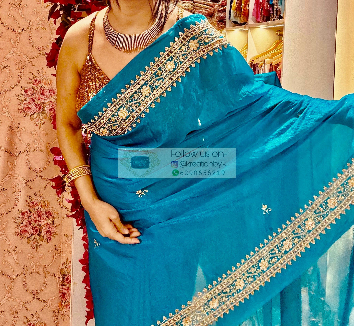 Persian Blue Zarina Saree kreationbykj