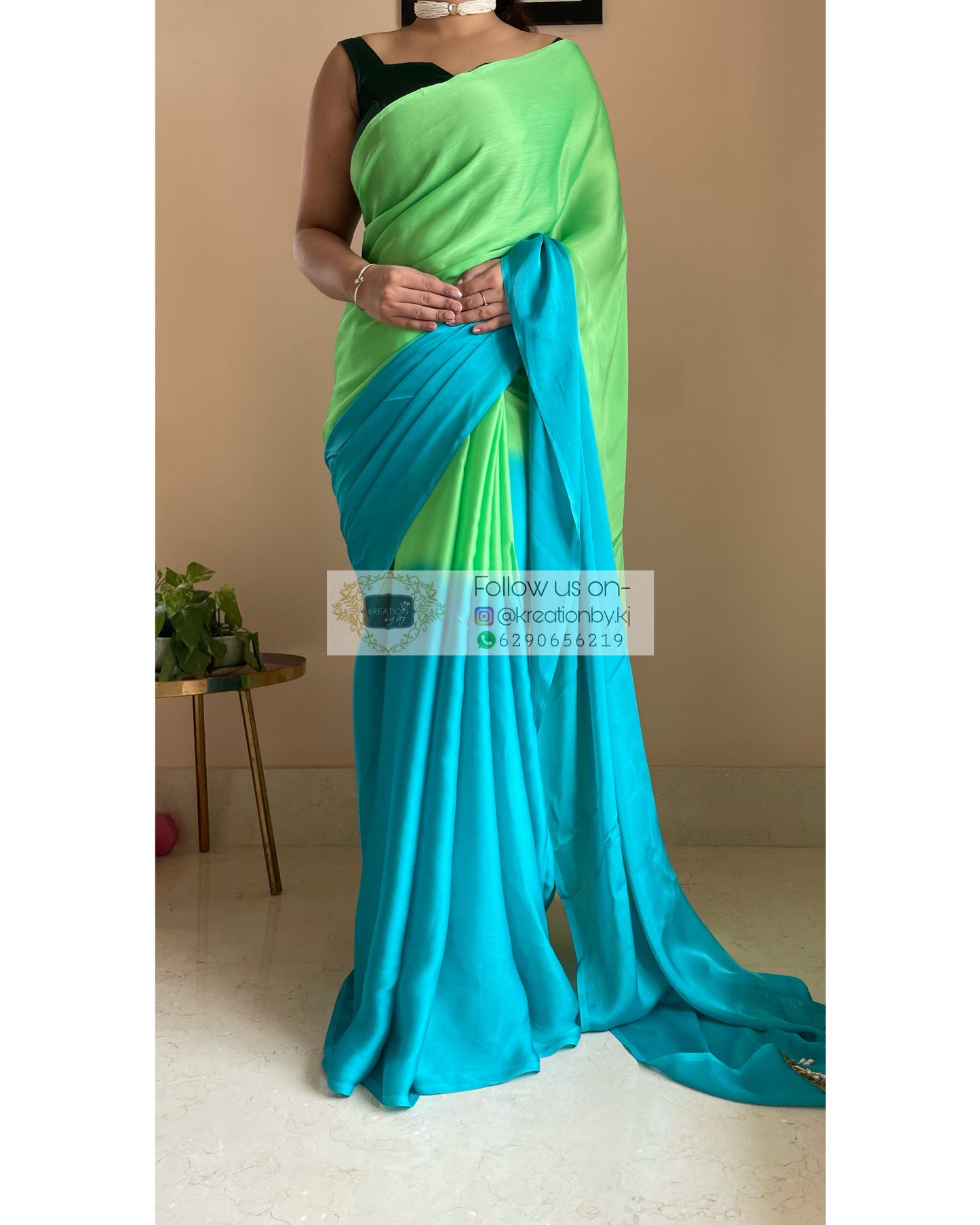 Mojito Ombré Chinnon Saree kreationbykj