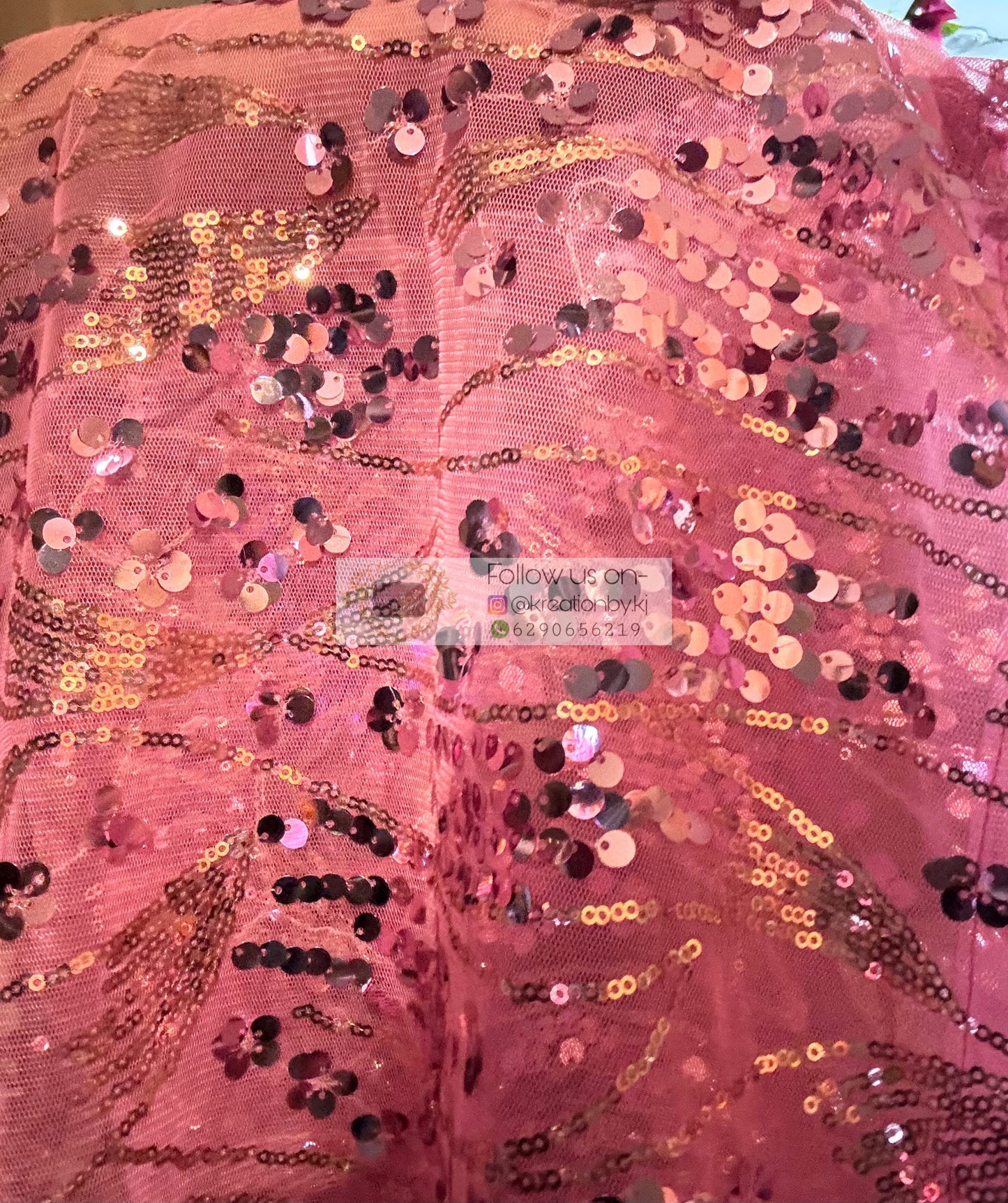 Pink Mermaid Sequin Partywear Saree kreationbykj