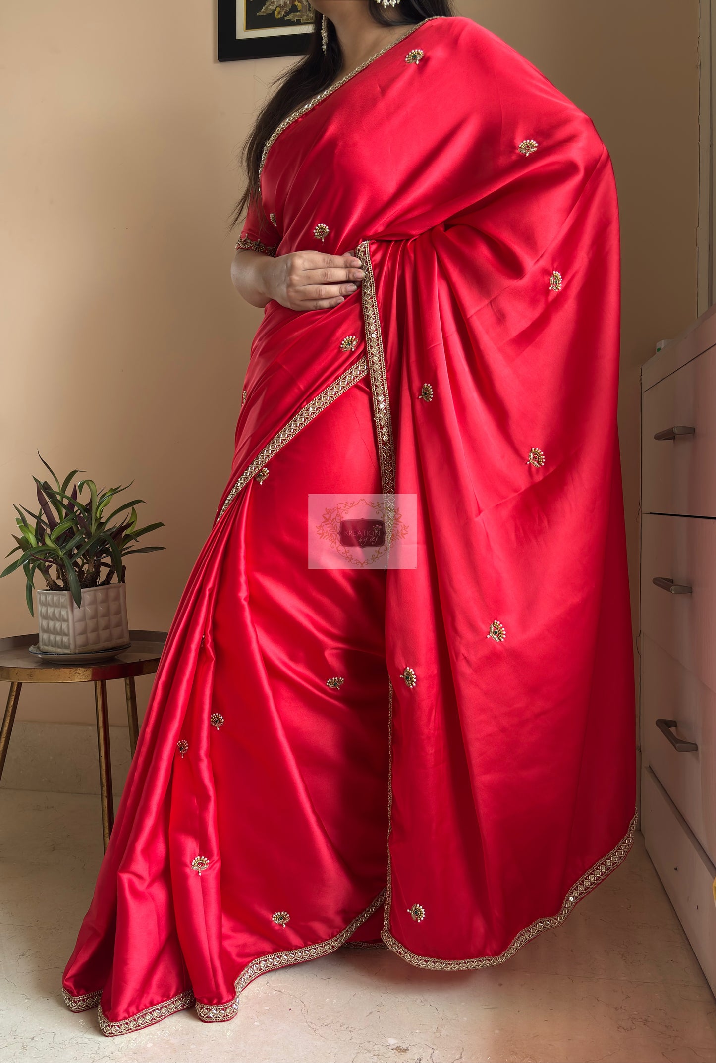 Crimson Red Kurmaie Saree