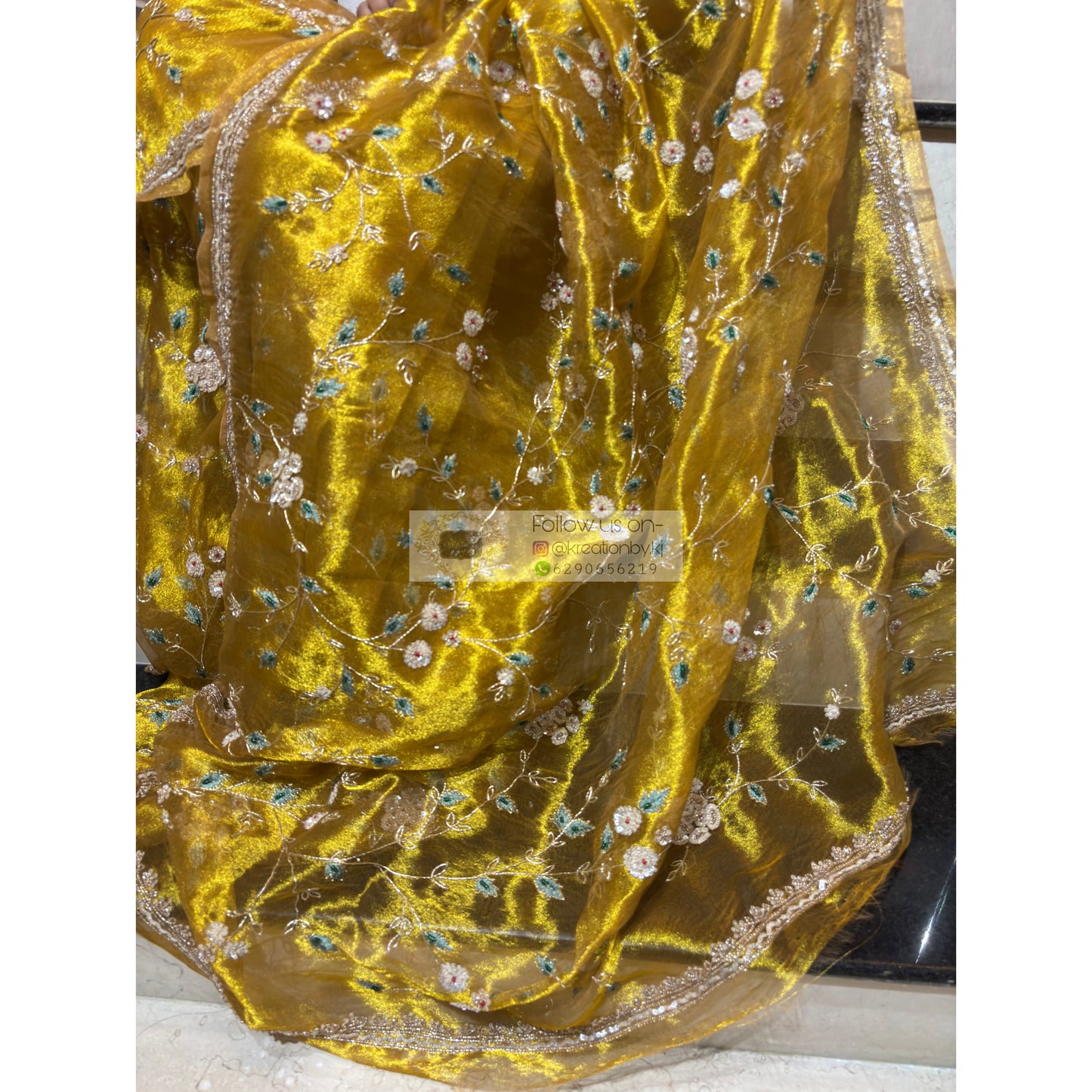 Luxe Golden Tissue Jaal Saree kreationbykj
