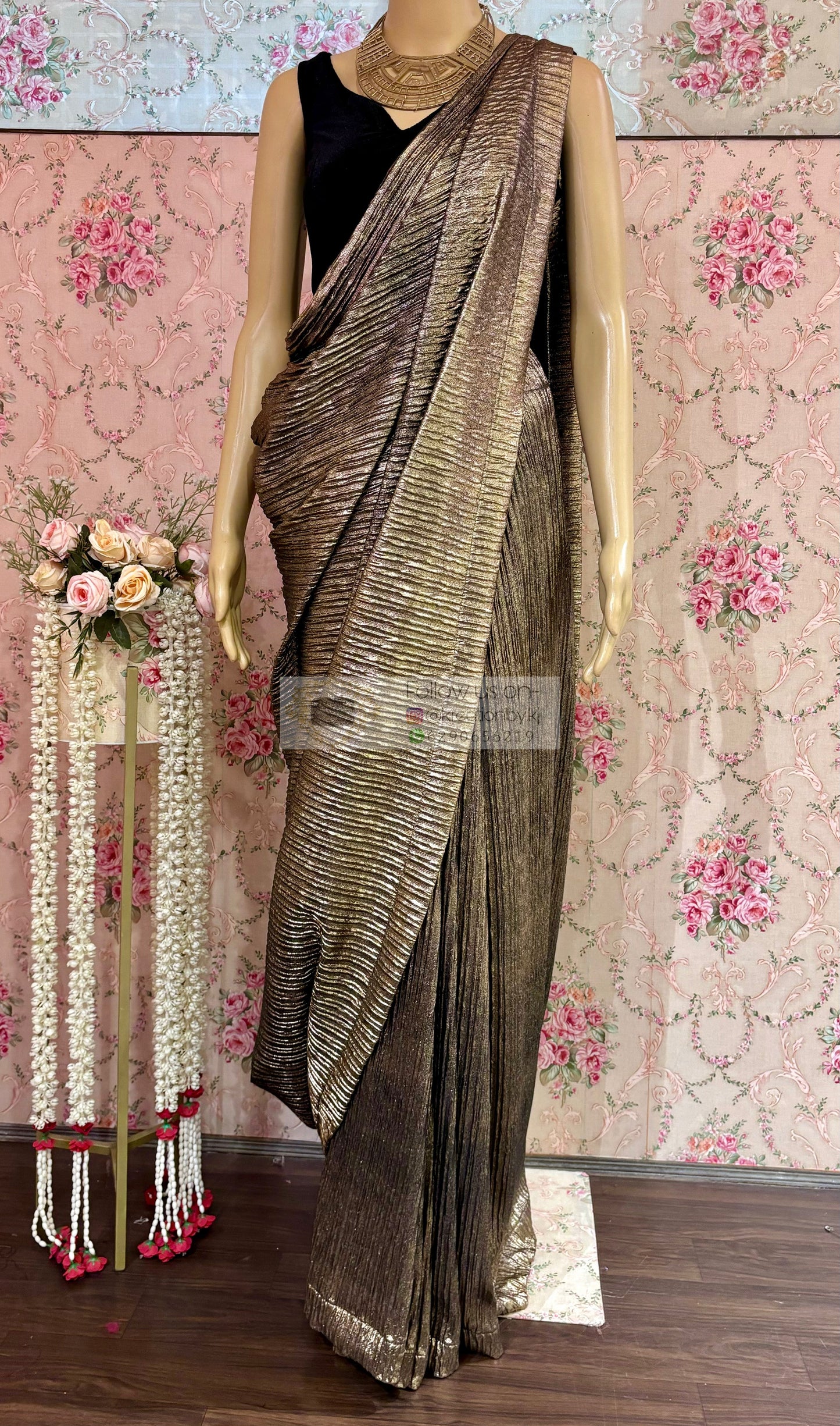 Black and Gold Cocktail Saree kreationbykj