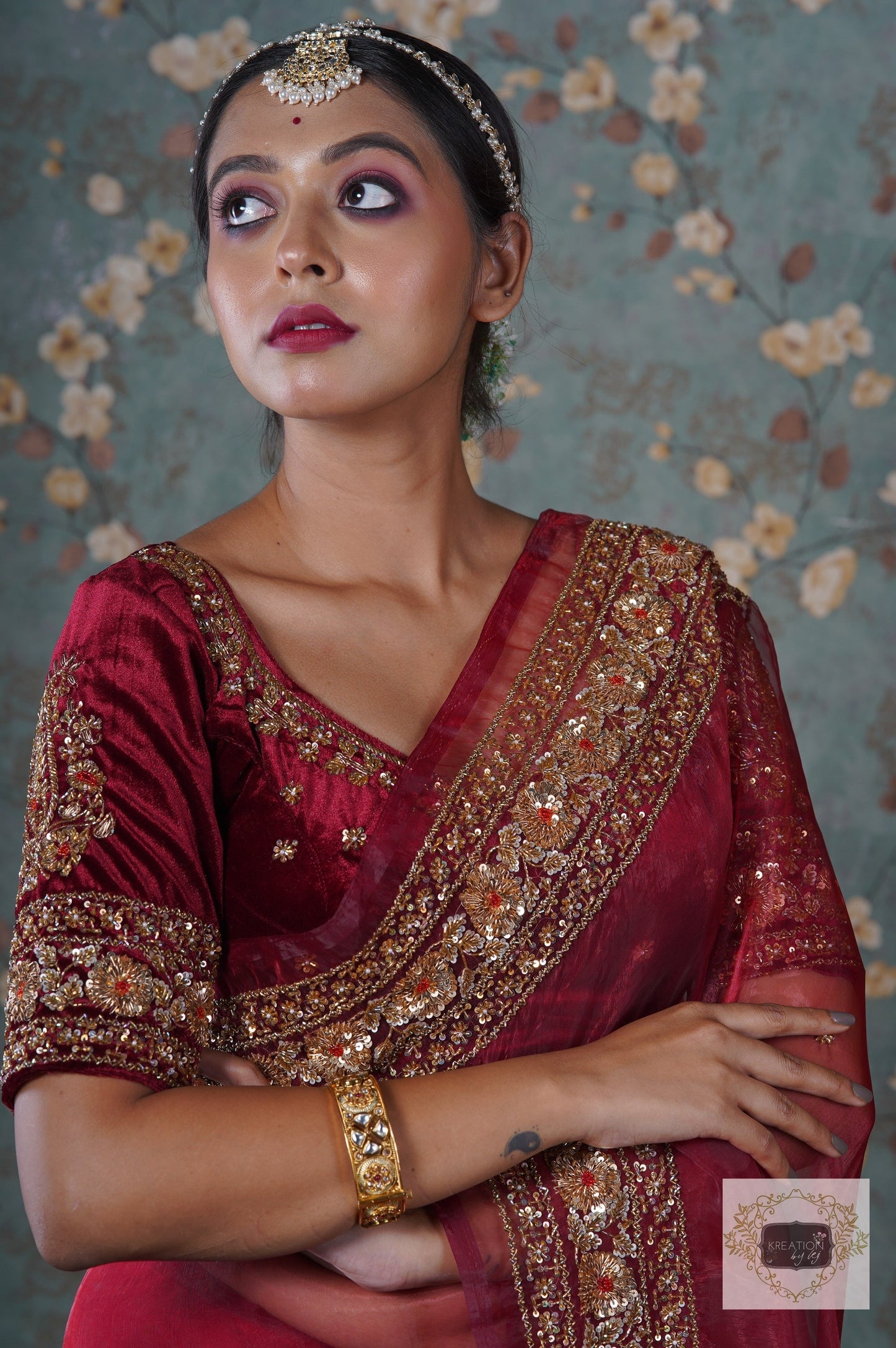 Burgundy Velvet Bridal Blouse kreationbykj