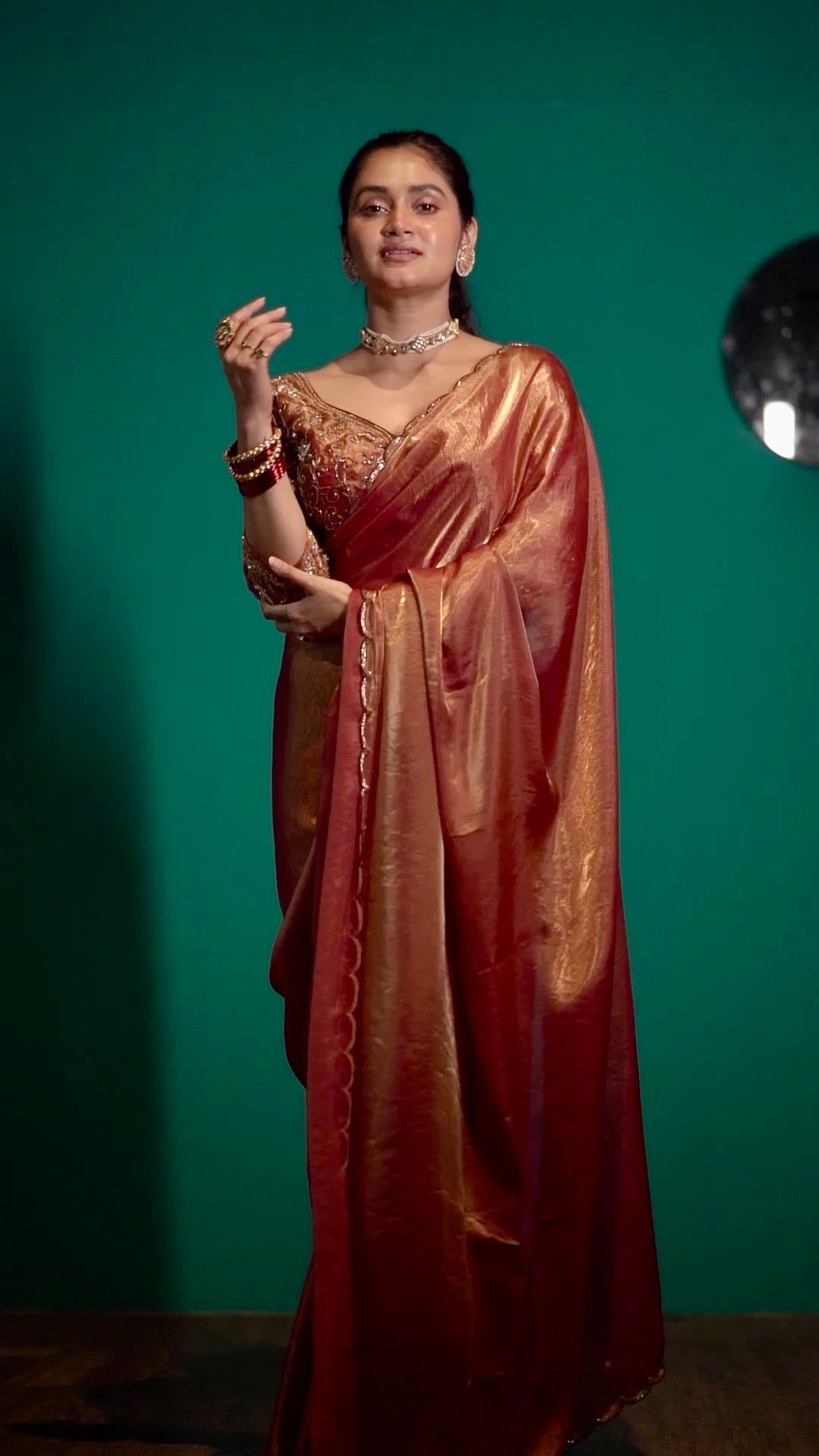 Rosato Metallic Shimmer Satin Cocktail Saree kreationbykj