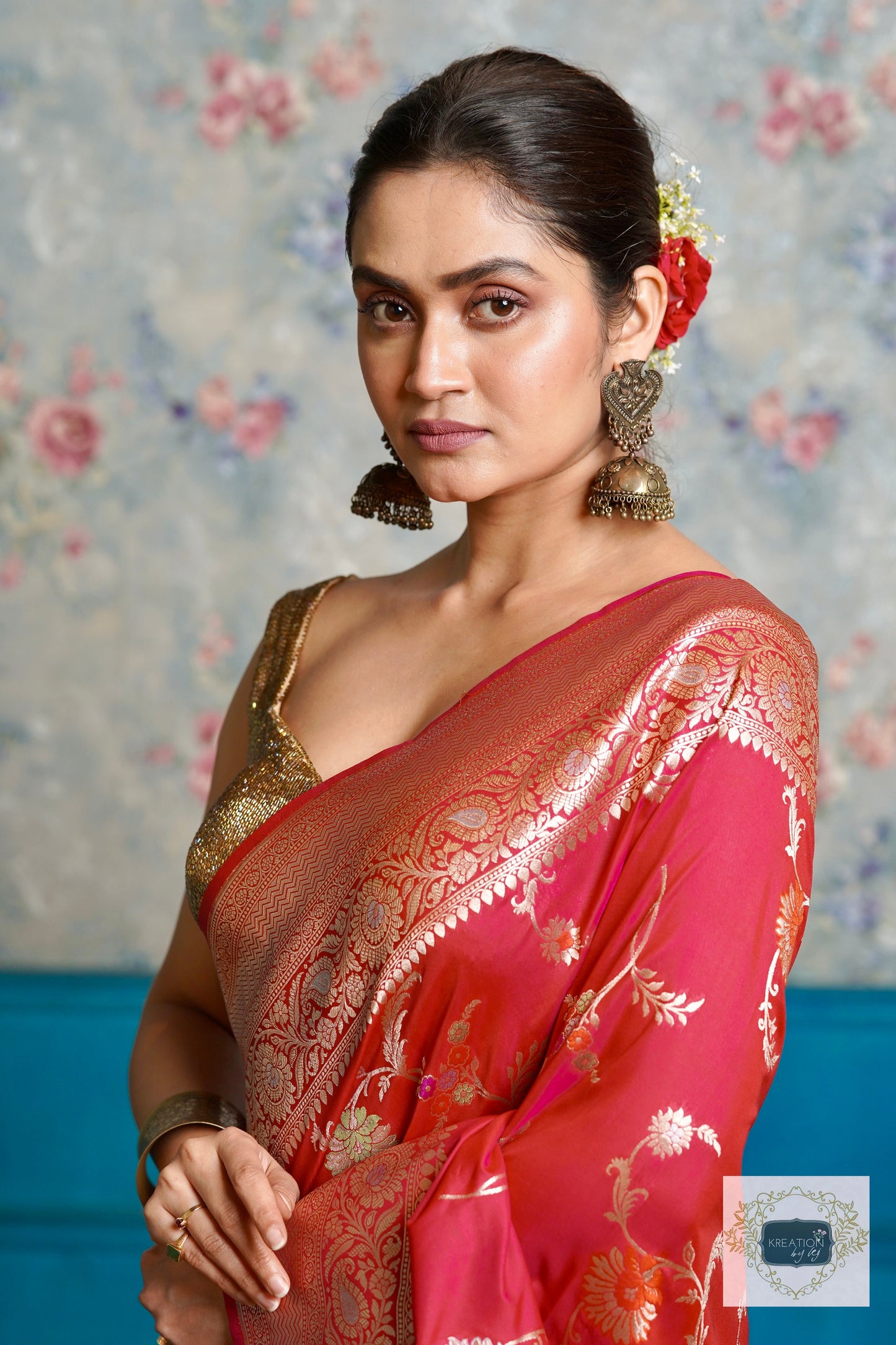 Pink Katan Bridal Banarasi Saree kreationbykj