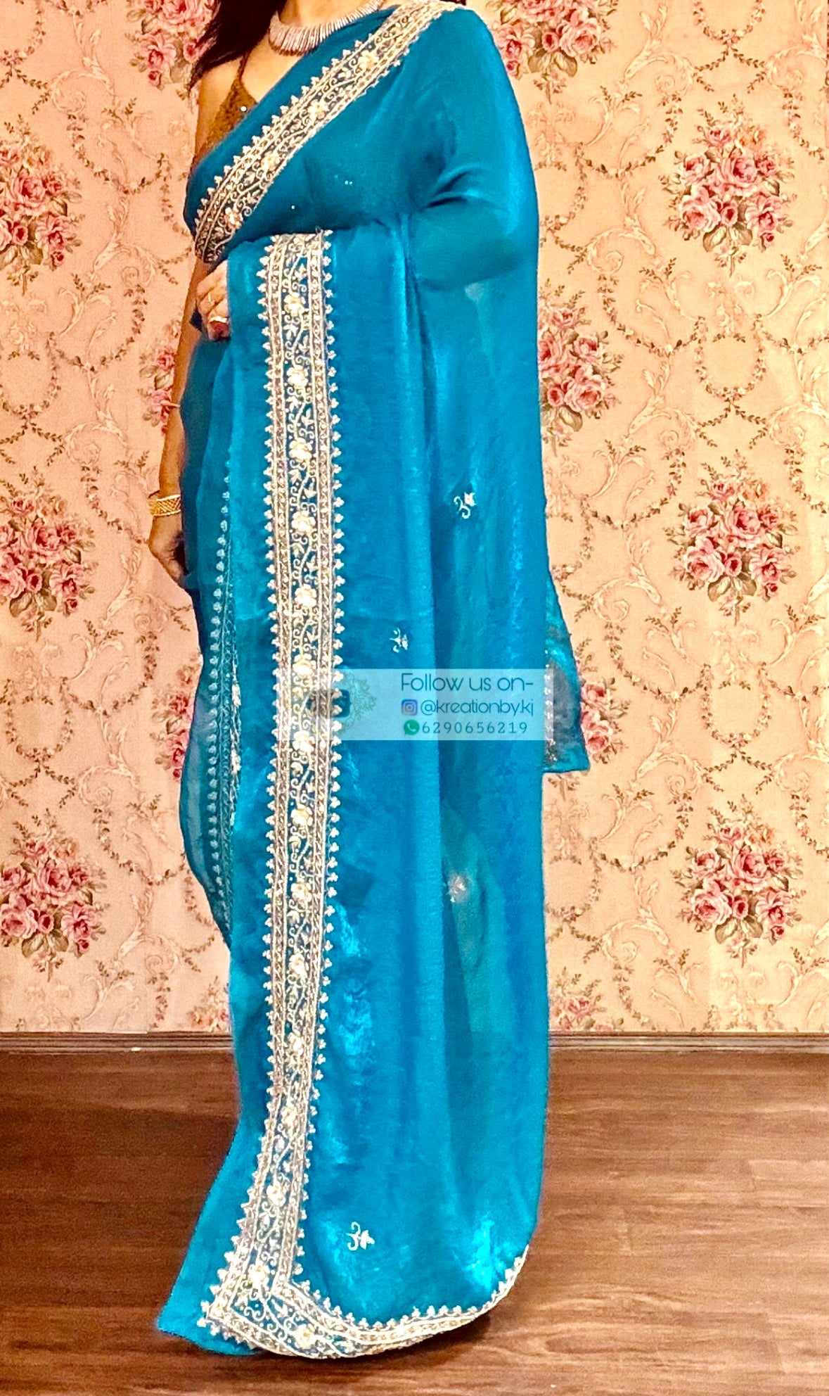 Persian Blue Zarina Saree kreationbykj
