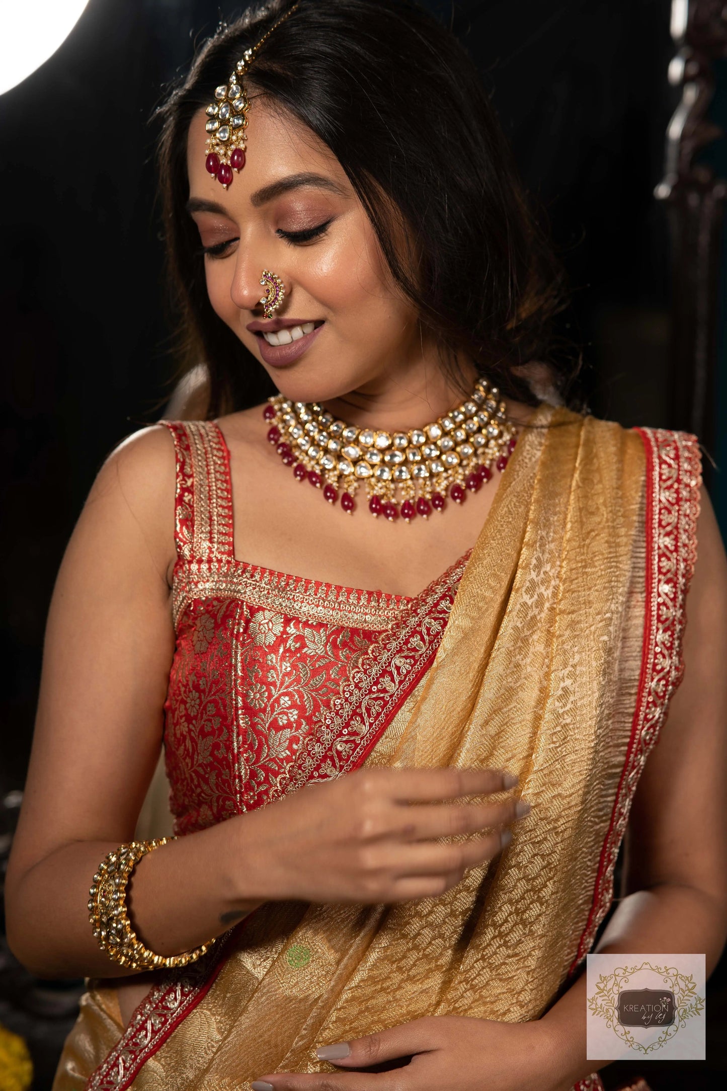 Red Banarasi Brocade Fabric kreationbykj