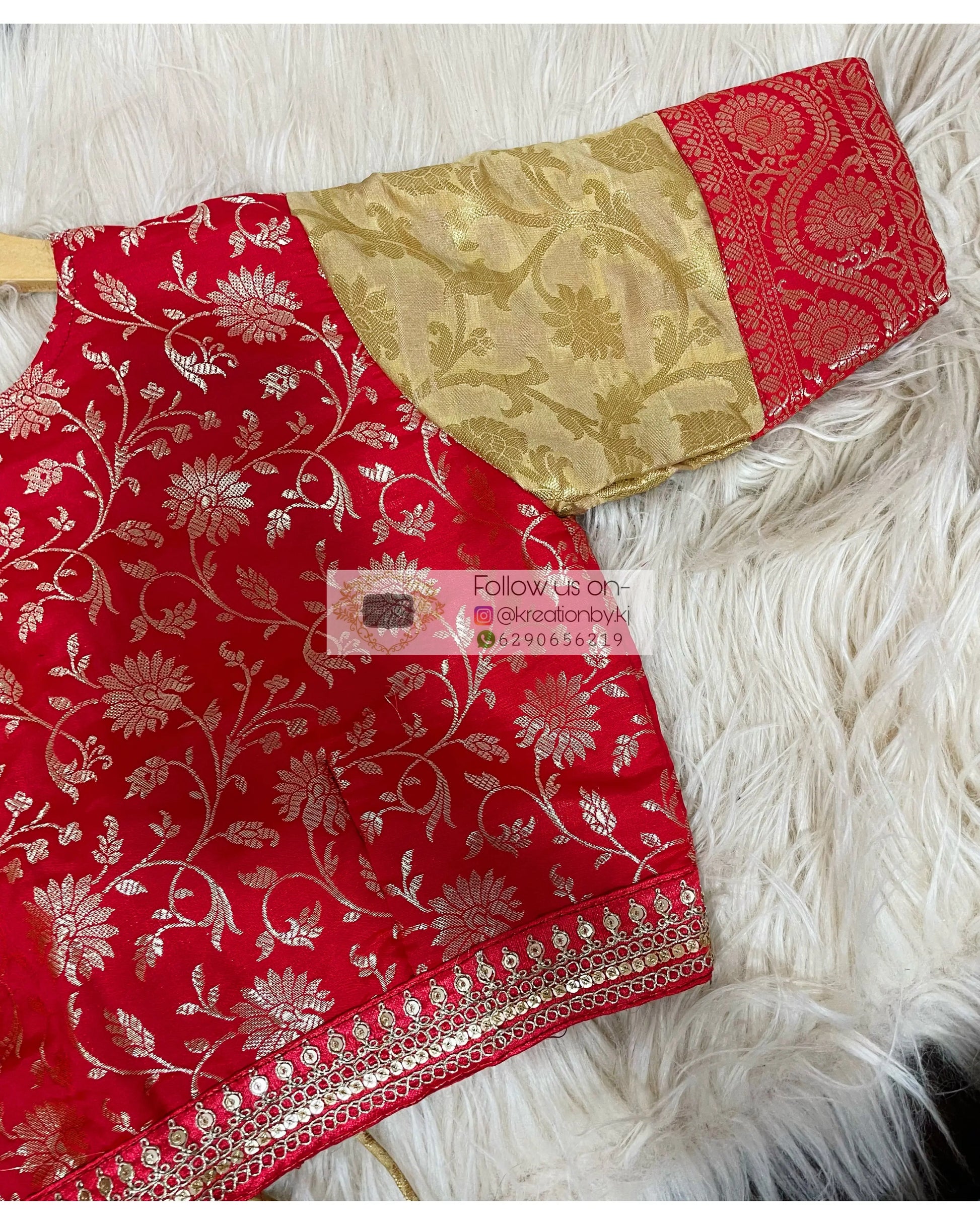 Red Golden Darbari Cut Blouse Koti Style kreationbykj