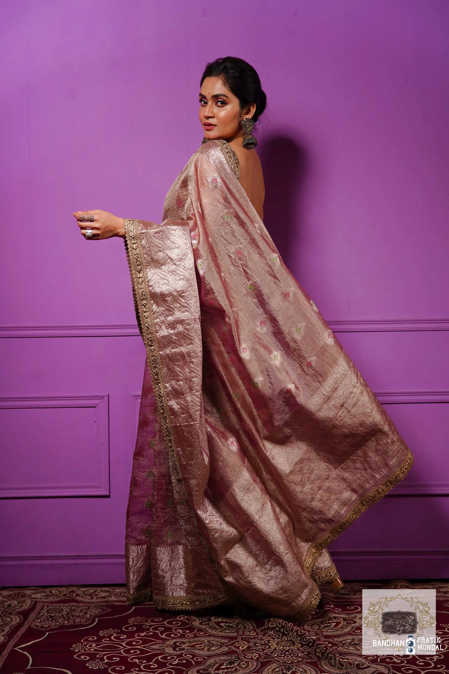 Lilac Designer Tissue Silk Banarasi Saree kreationbykj