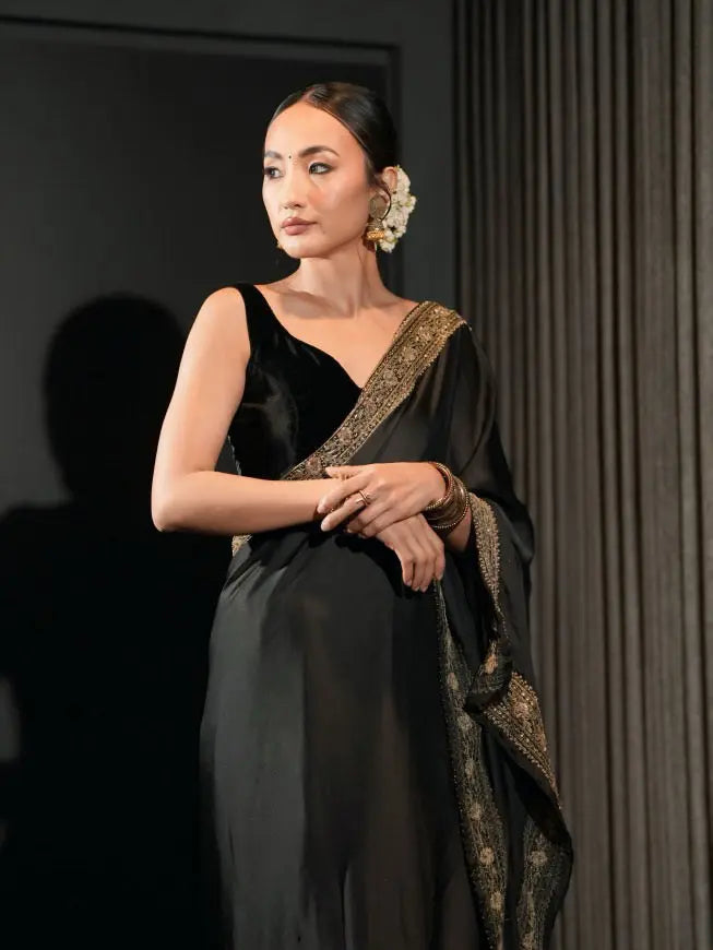Black Zarina Saree kreationbykj