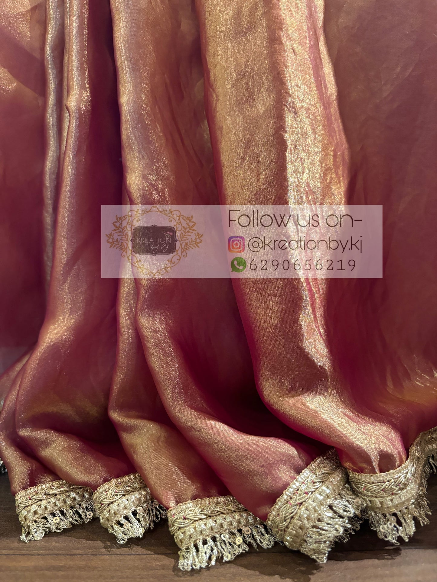 Hot Pink Metallic Shimmer Satin Banno Saree kreationbykj