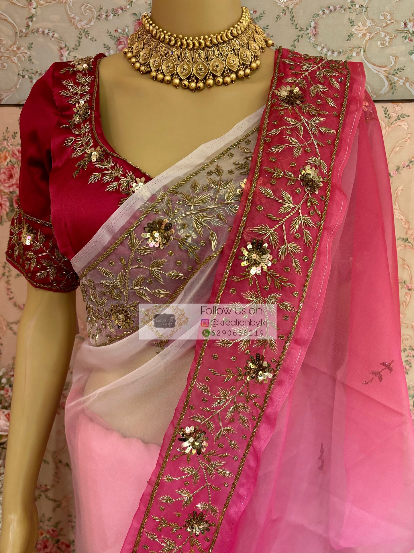 Gulabi Ombré Anaya Saree kreationbykj
