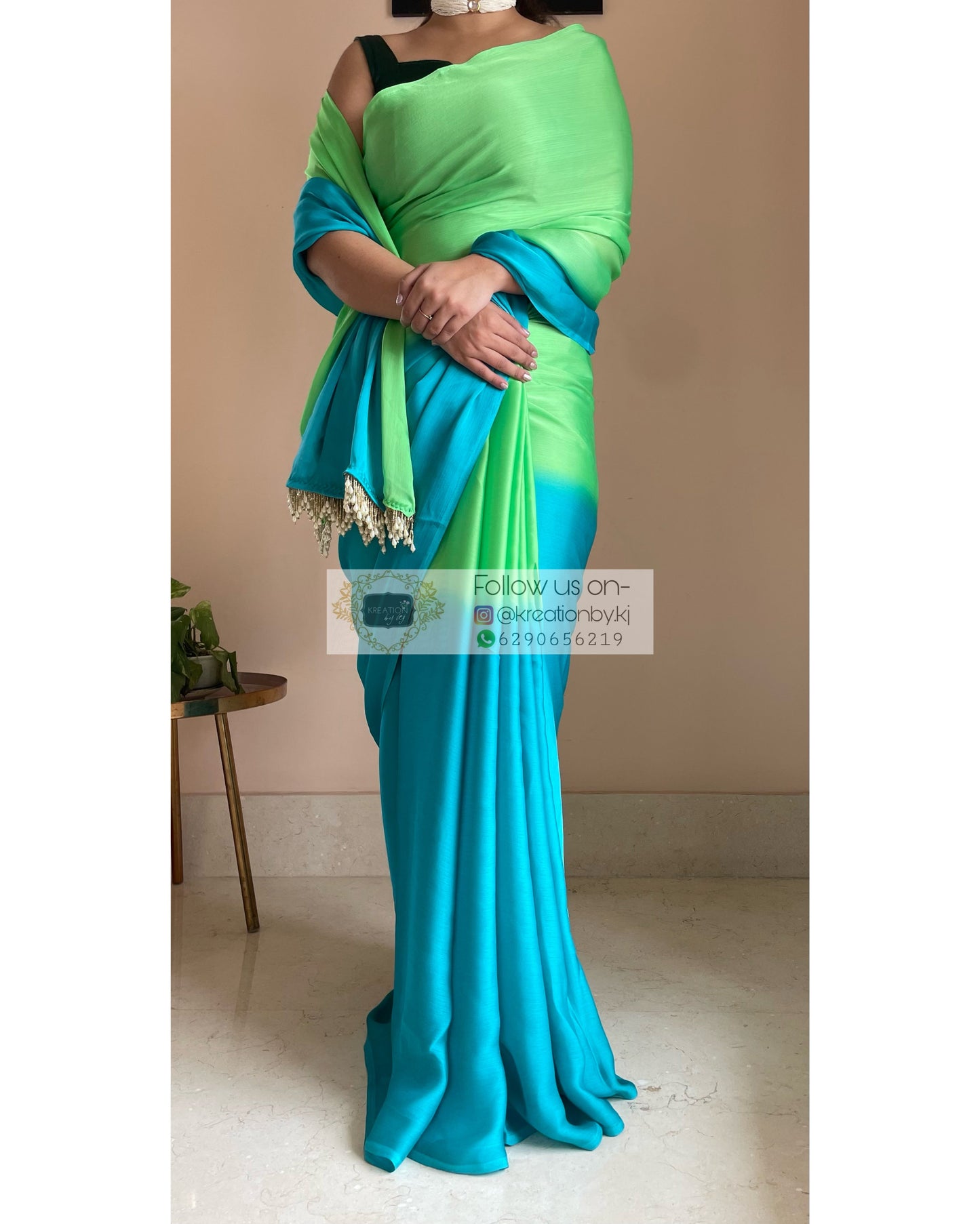 Mojito Ombré Chinnon Saree kreationbykj