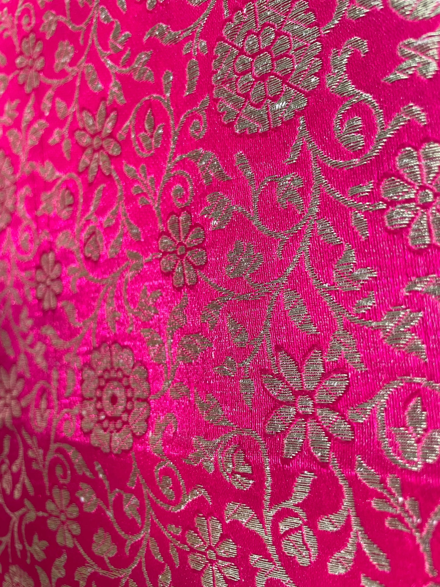 Fuchsia Pink Banarasi Brocade Fabric kreationbykj