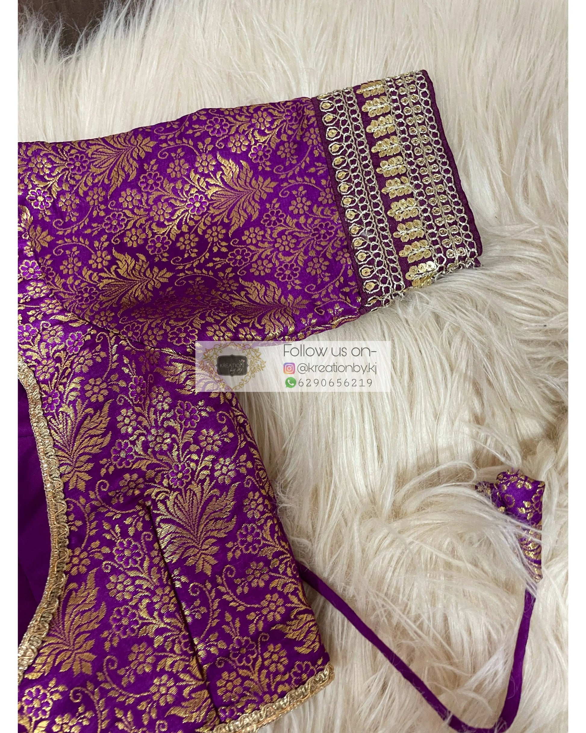 Purple Brocade Choli Blouse kreationbykj