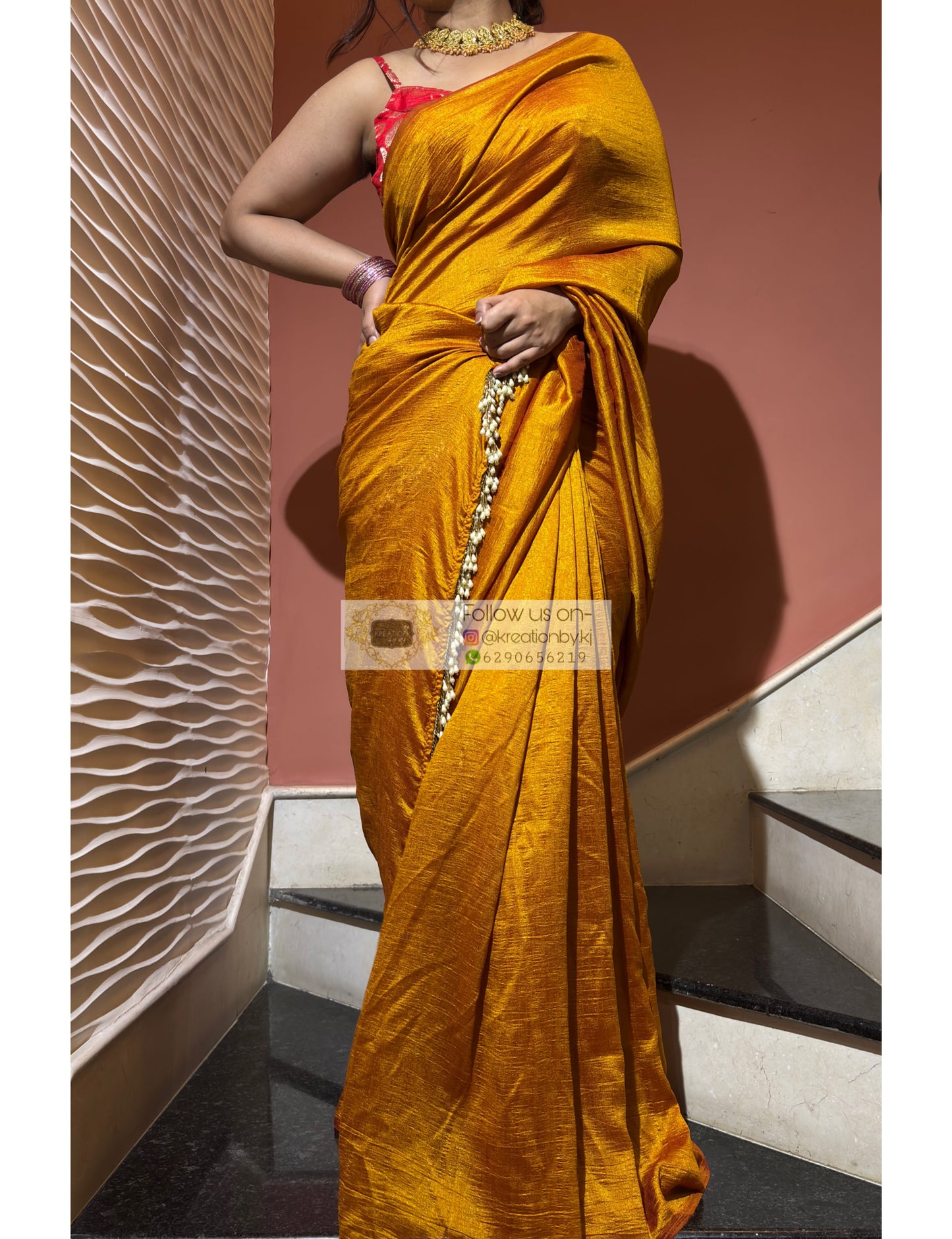 Mustard Yellow Soft Saree kreationbykj