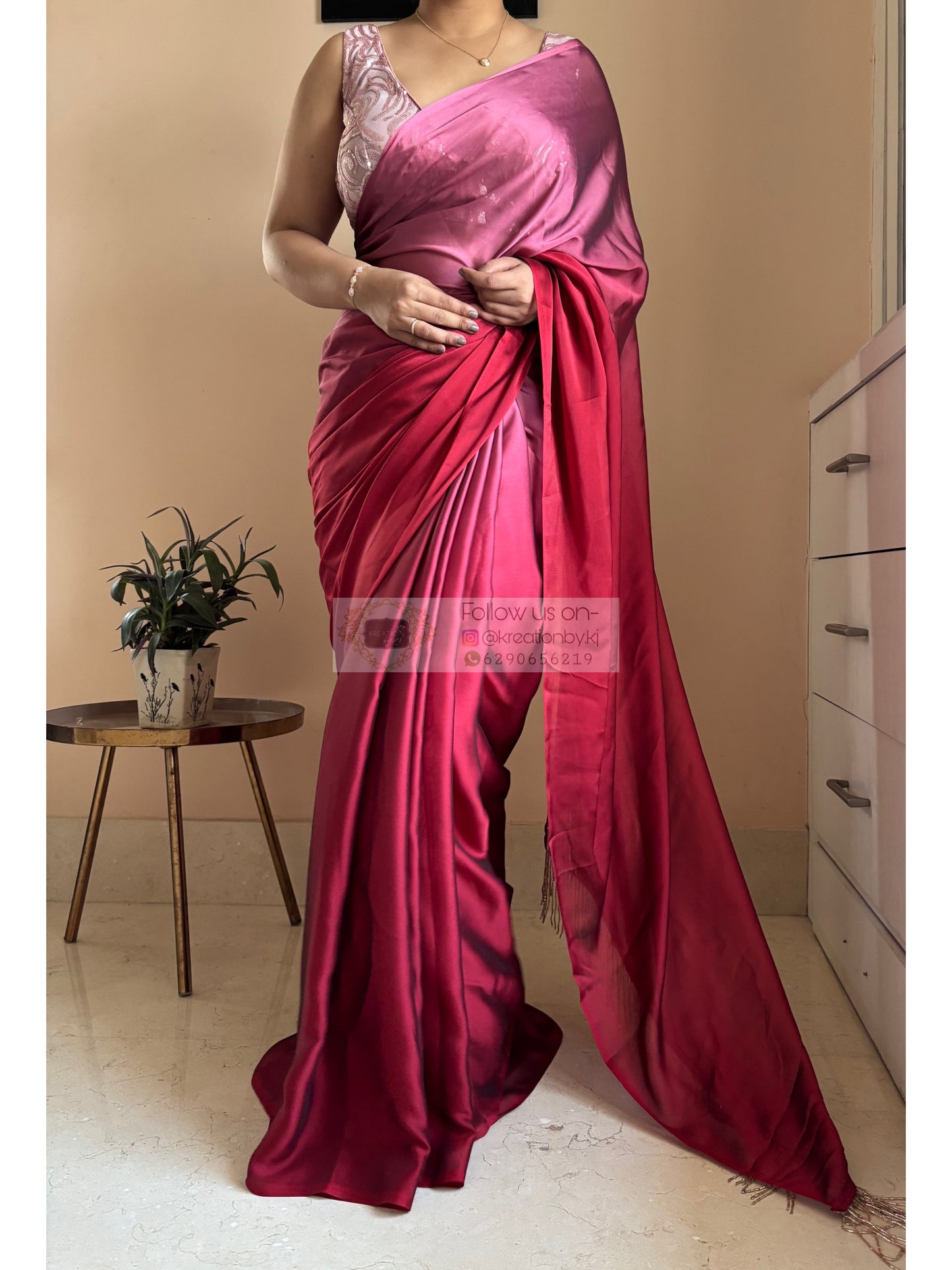 Merlot Ombre Georgette Cocktails Saree