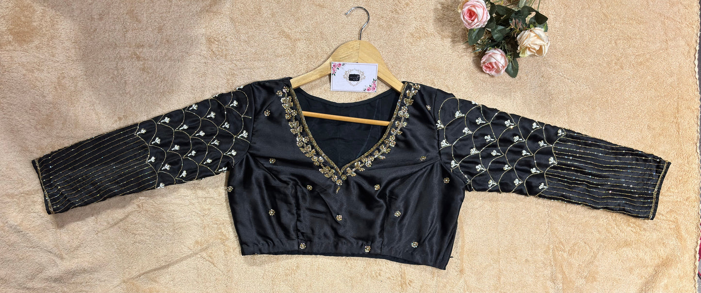 Black Taj Mahal Accent Blouse Piece kreationbykj