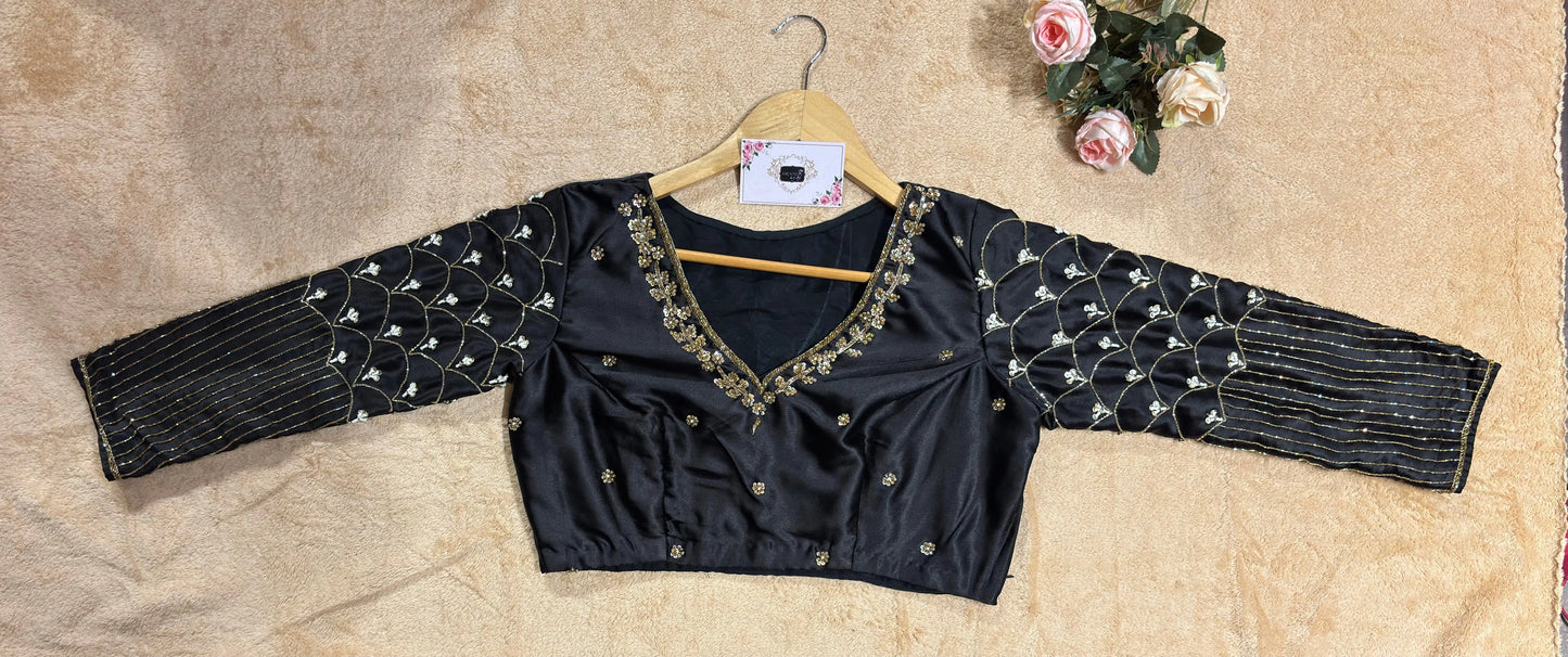 Black Taj Mahal Accent Blouse Piece kreationbykj