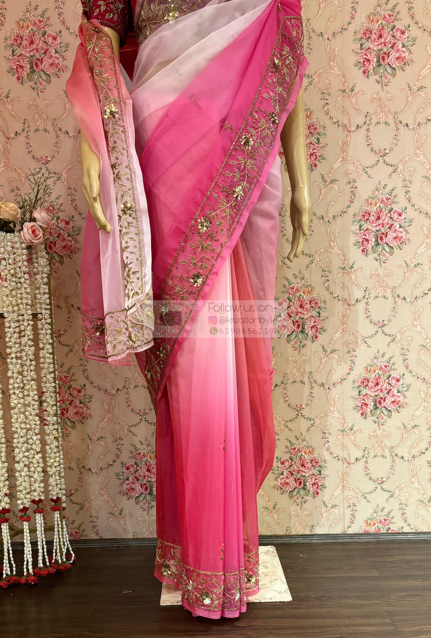 Gulabi Ombré Anaya Saree kreationbykj