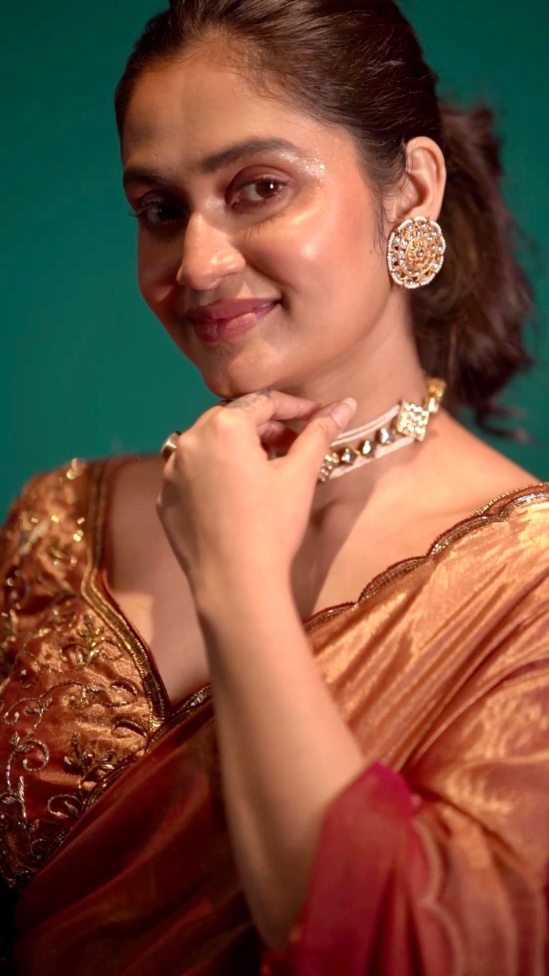Rosato Metallic Shimmer Satin Cocktail Saree kreationbykj