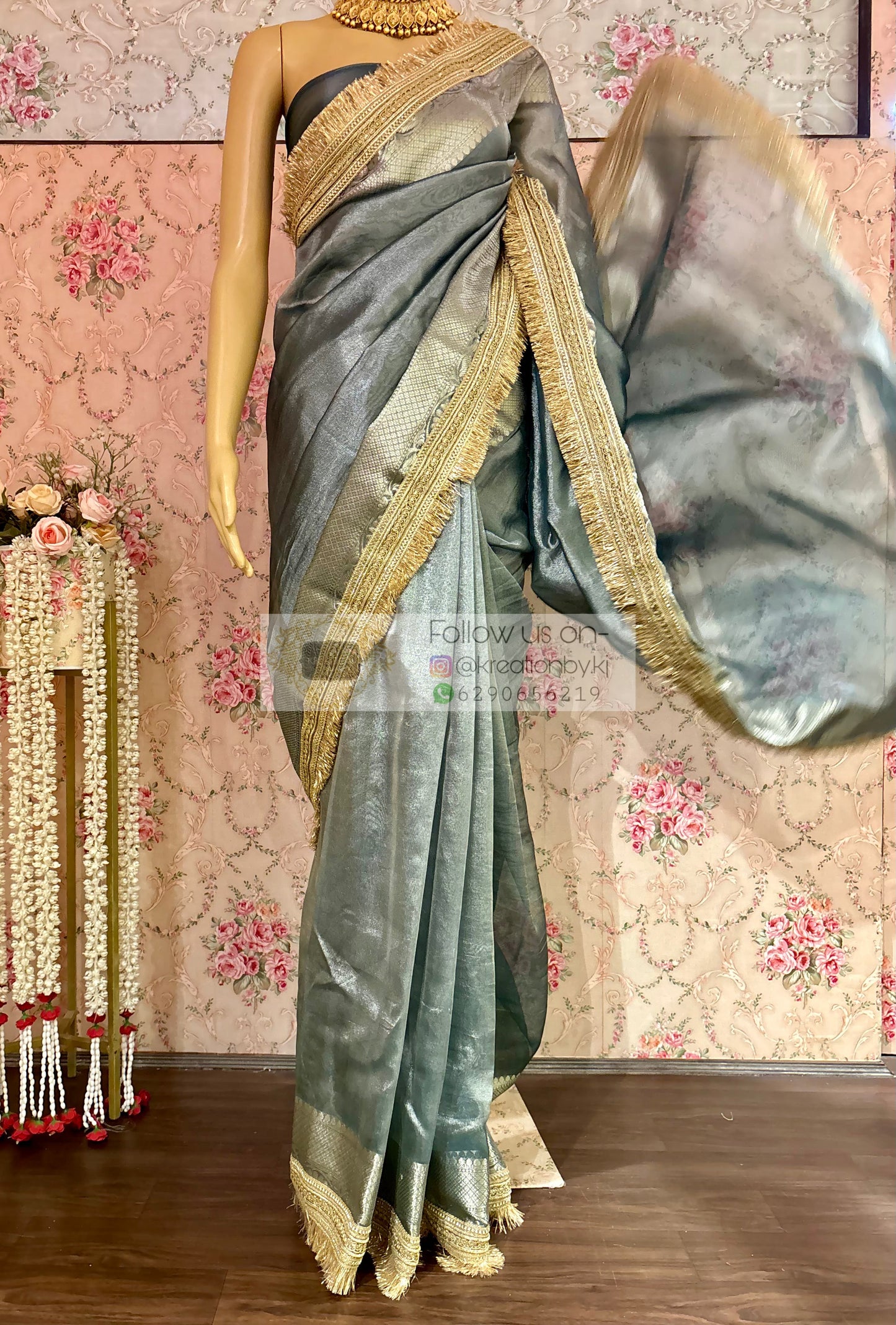 Sage Green Banarasi Banno Saree kreationbykj